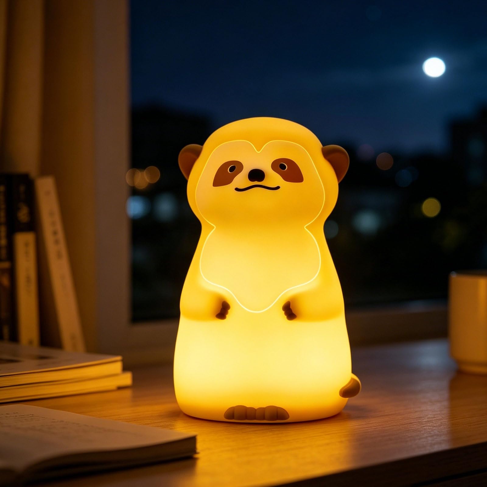 Meerkat Night Light, Cute Rechargeable Touch Table Lamp with 30 Min Timer, Squishy Silicone Nursery Light for Desk Bedroom Decor, Animal Choice for Moms Toddler