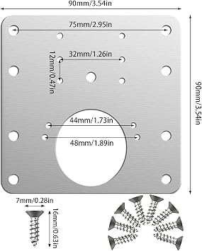 LECTNORE Hinge Repair Plate, 2Pcs Cabinet Brackets with Holes Stainless Steel Kitchen Plate 12Pcs Screws for Wardrobe Door, Cupboard Furniture and Reinforce