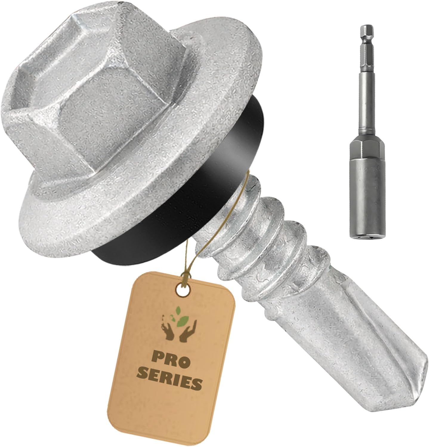 52PCS #12 X 3/4” Roofing Screws, Self-Drilling, Hex Head with Leak-Proof EPDM Washer, 1500H Salt Spray Tested, Silver-Coated Carbon Steel, Metal-to-Wood/Metal, Hex Socket Included