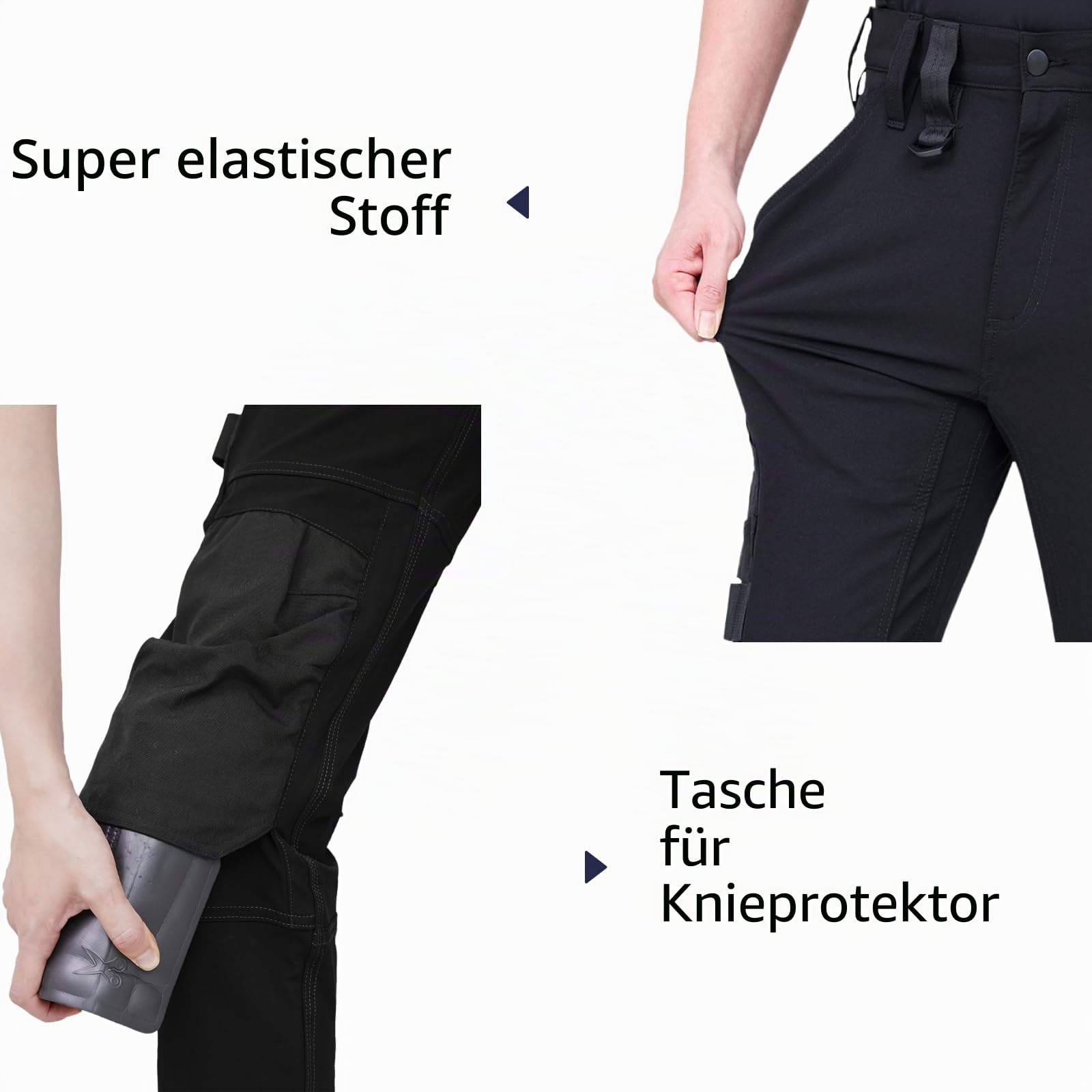 WORK IDEA Herren Slim-Fit Stretch Arbeitslatzhose: Kritische Stoffbereiche aus Cordura – strapazierfähige Eleganz für höchste Ansprüche.