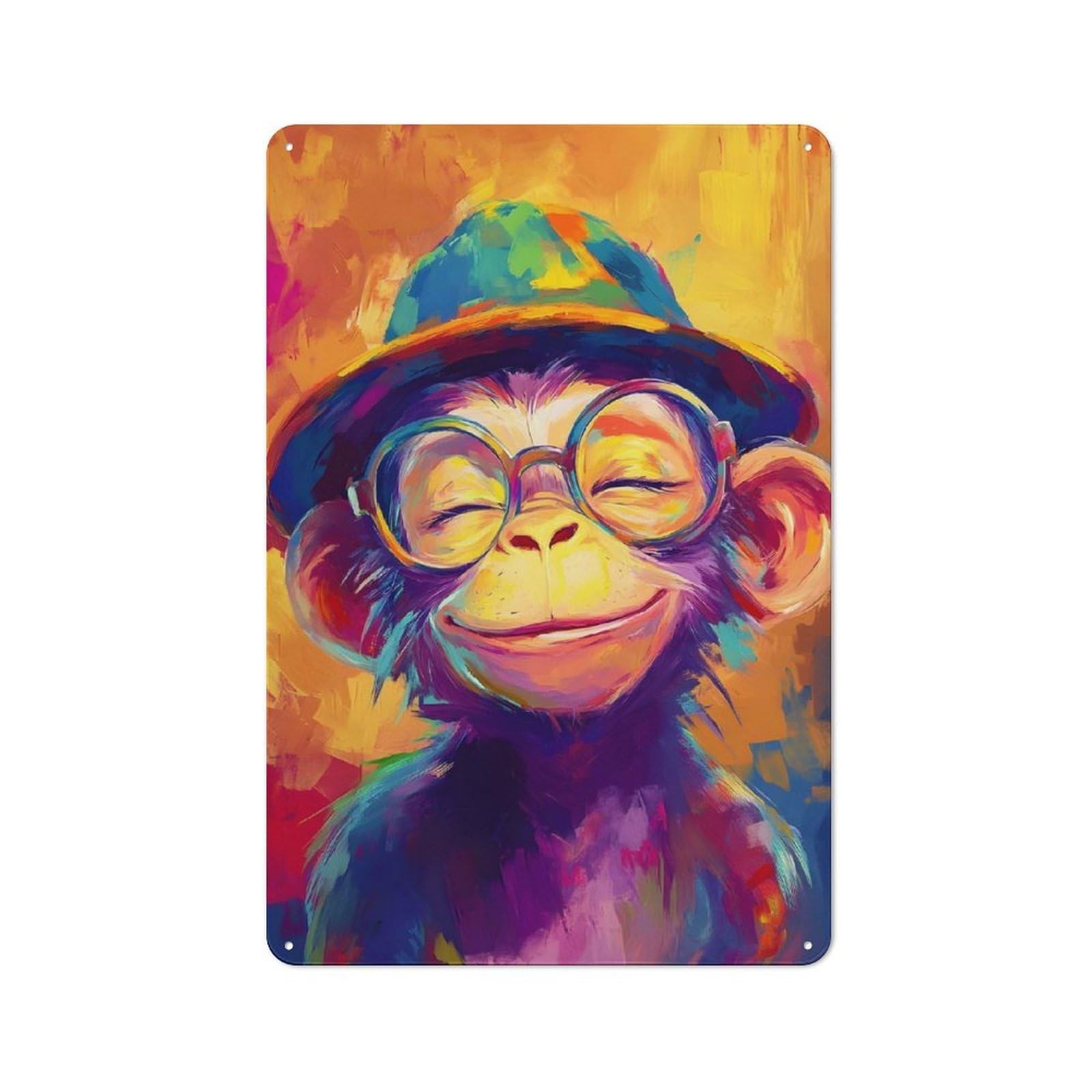 Junmoney Smile Monkey Tin Wall Plaque 30X20cm With For Home Bar Wall, For Kitchen And Home Bar Decor, For Home Office And Studio Walls