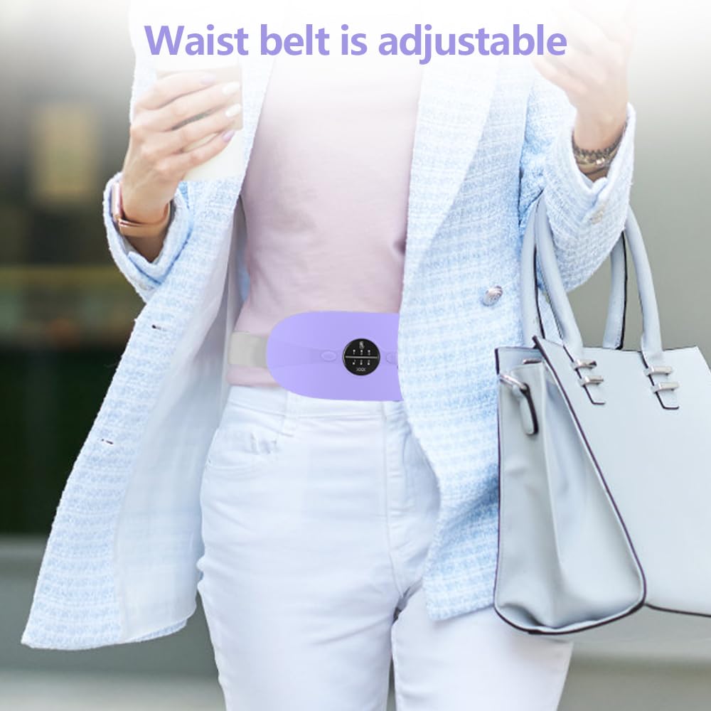 Ceinture chauffante regle douloureuse Ceinture Menstruelle Chauffante Coussin Chauffant Menstruel Avec 3 Niveaux de Chaleur et 3 Modes de Massage (Violet)