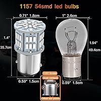 Vista 2 de Bombilla LED de freno 1157 roja, 12V-24V 1157 7528 2357 2057 BAY15D Bombilla LED de repuesto para luz de freno, luz trasera para automóvil, RV