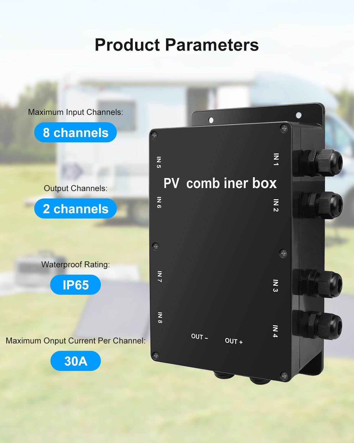 Dachkombinatorbox für Sonnenkollektoren, wetterfeste PV-Kombinatorbox für Wohnmobil und netzunabhängige Solaranlagen, 4-in-1-Out-Solarmodul-Anschlussbox, IP68 wasserdicht