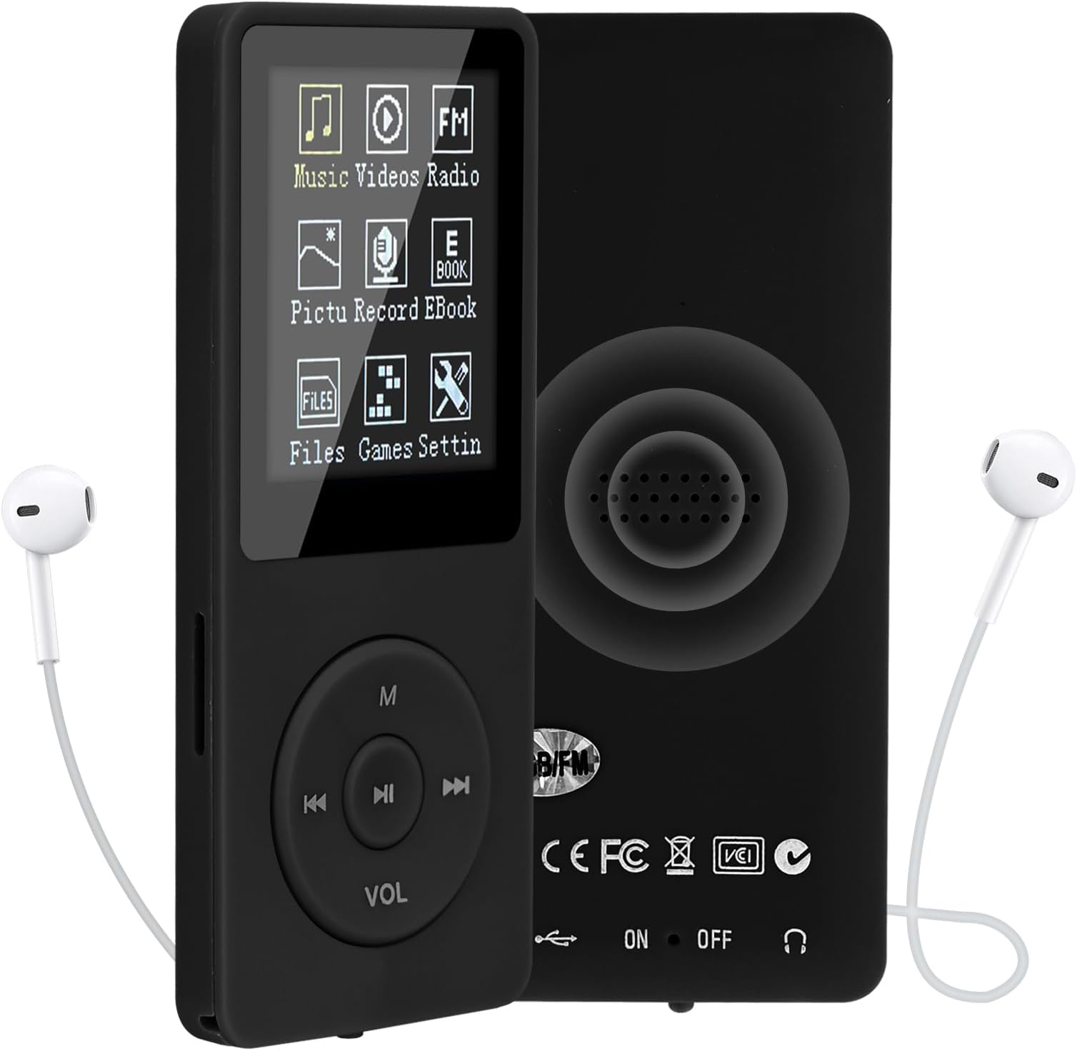 COVVY2023 Upgrade 16 GB Slim Music Player,Lossless Sound Quality,Alarm Clock,FM Radio,MP3 Player Support up to 64 GB,Headphones Included (Black)