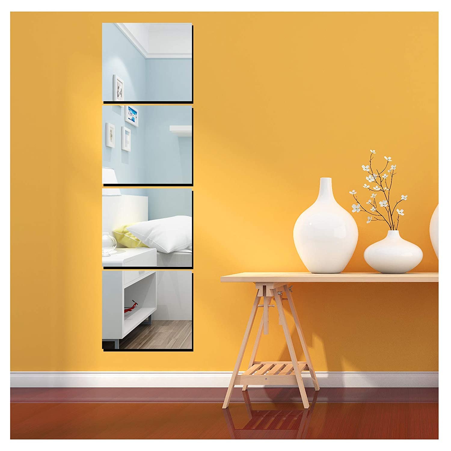 Buy Spectro 3D Acrylic Mirror Sheets Wall Stickers Decals, 4 Pcs