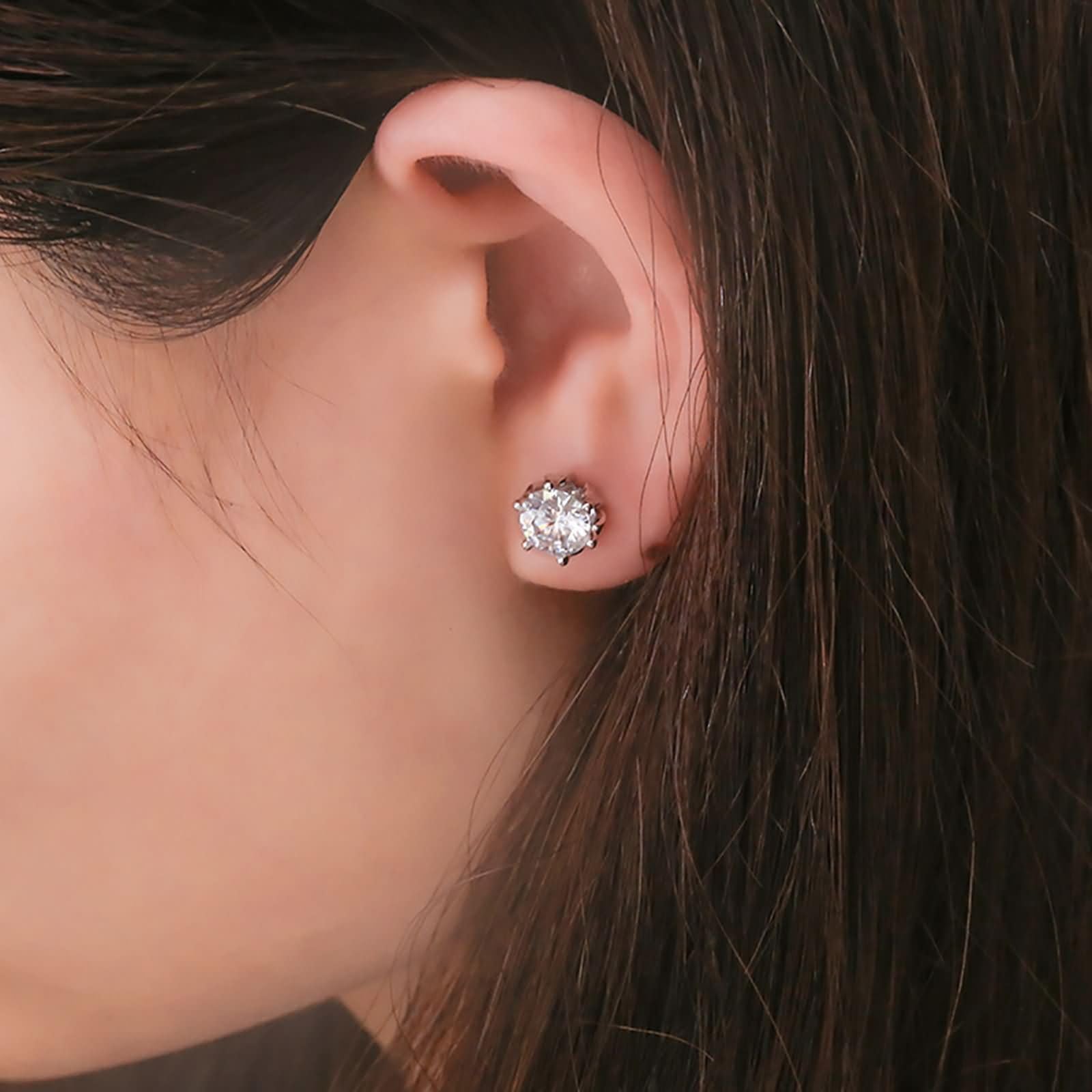 9K / 14K / 18K Weißgold Ohrringe Damen, Blume mit Moissanit 1 Karat, Schmuck Ohrringe Frauen Silber