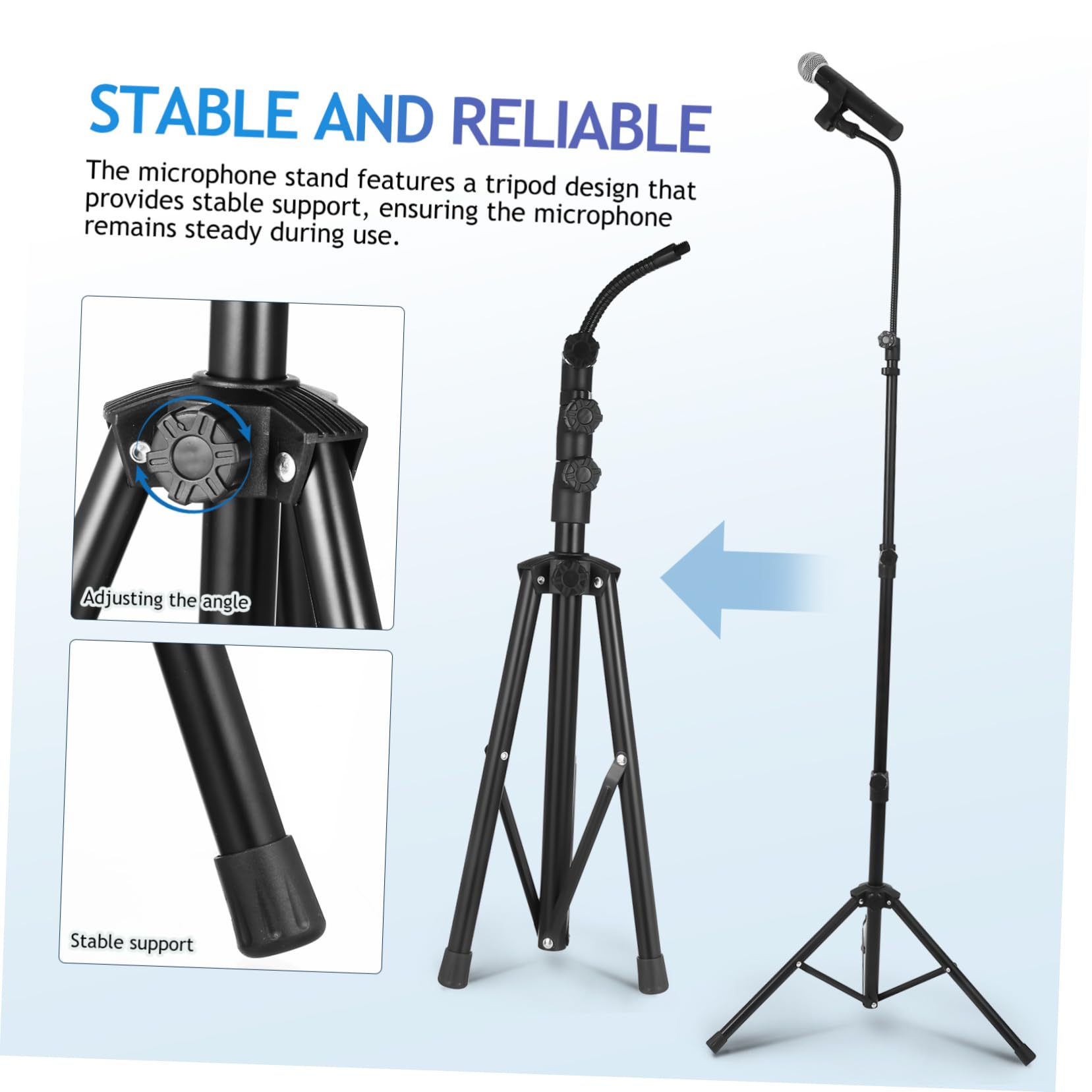 Generisch 1 Satz Mikrofonständer Mike Teleskopständer Bühne Stehen Mikrofon - tischständer Einstellbar Blauer Ständer Mikrofonclip Aufzeichnen Audio - Steht Mikrofone Stand Metall Black