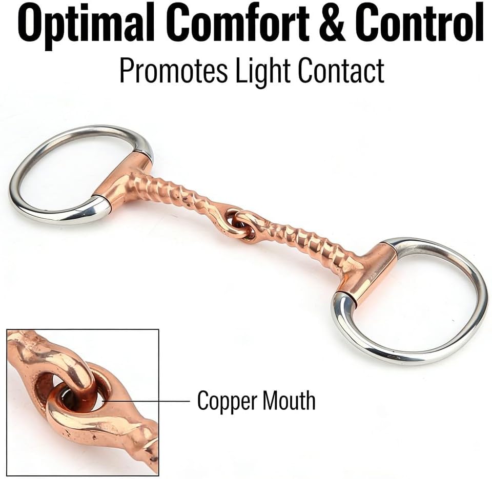 Eggbutt Snaffle Stainless Steel Bit with Copper Mouthpiece, 5 Inch - Light, Durable Comfort, Ideal for Paso Fino and Cob Horses