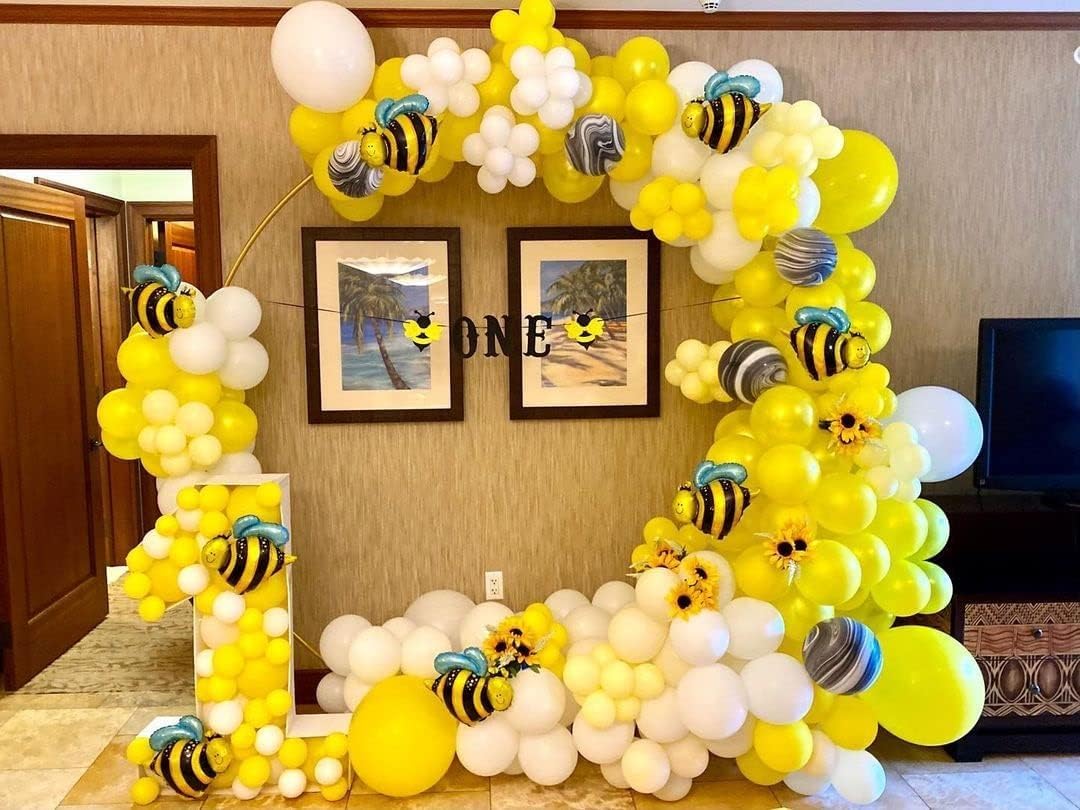 LANGXUN Kit de Arco de Globos Redondos de Metal Dorado de tamaño Grande de 7 pies, para decoración de Fiesta de cumpleaños, decoración de Boda, Decoraciones de graduación y decoración de Fondo de