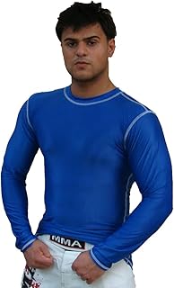 Rash Guard BJJ Jiu Jisu Blue Full Sleeve Size 3XL NO Logo Sparring Fitness Rash Guards Grappling, Kickboxing Rash Guards, Muay Thai Training Rash Guards