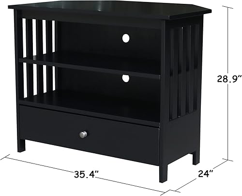 Miniatura 40 de IC International Concepts, Mission Corner Enteinment / Soporte de TV, madera auténtica maciza, madera de parawood resistente, 35 x 24 x 29, montaje