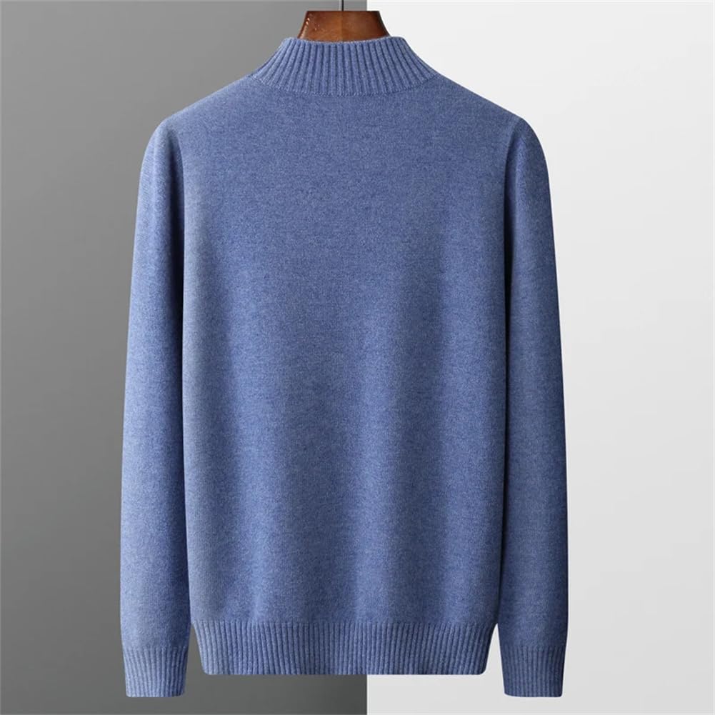 Maglione da uomo in 100% lana merino a collo alto lavorato a maglia tinta unita maglione a collo alto spesso pullover casual