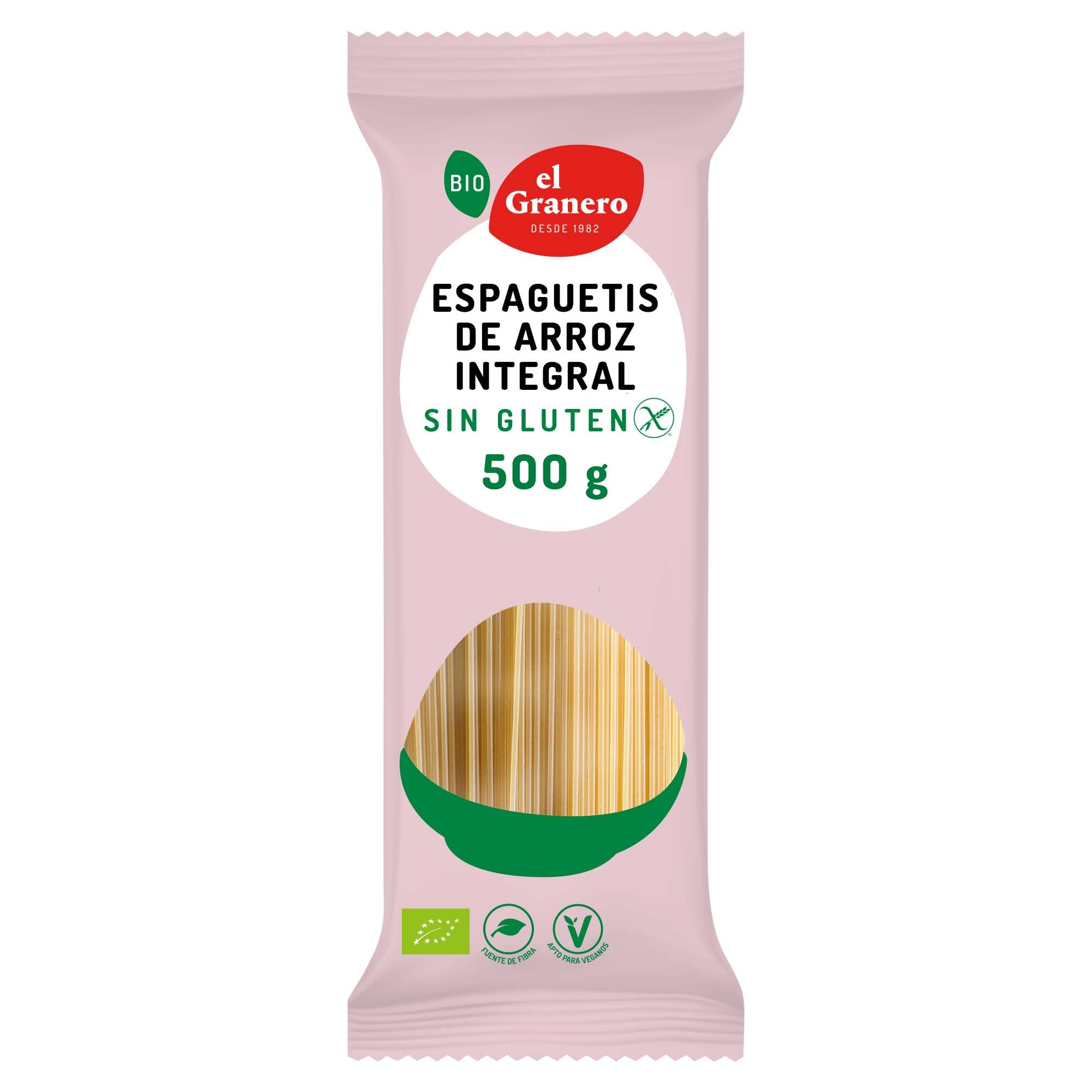 Espaguetis de Arroz Integral BIO El Granero Integral 500 g Sin Gluten Vegano