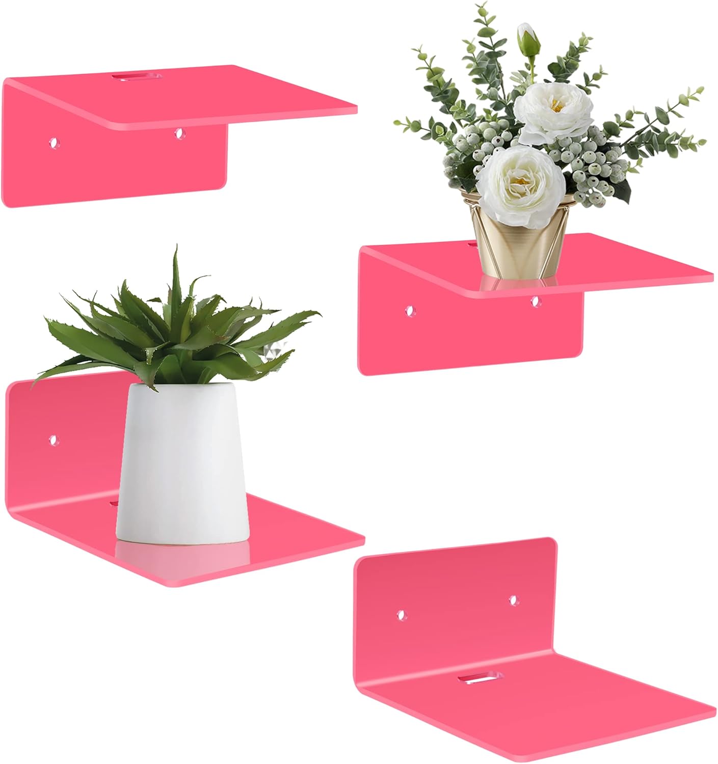 Bolidery 4 Pack Small Acrylic Floating Shelves, Acrylic