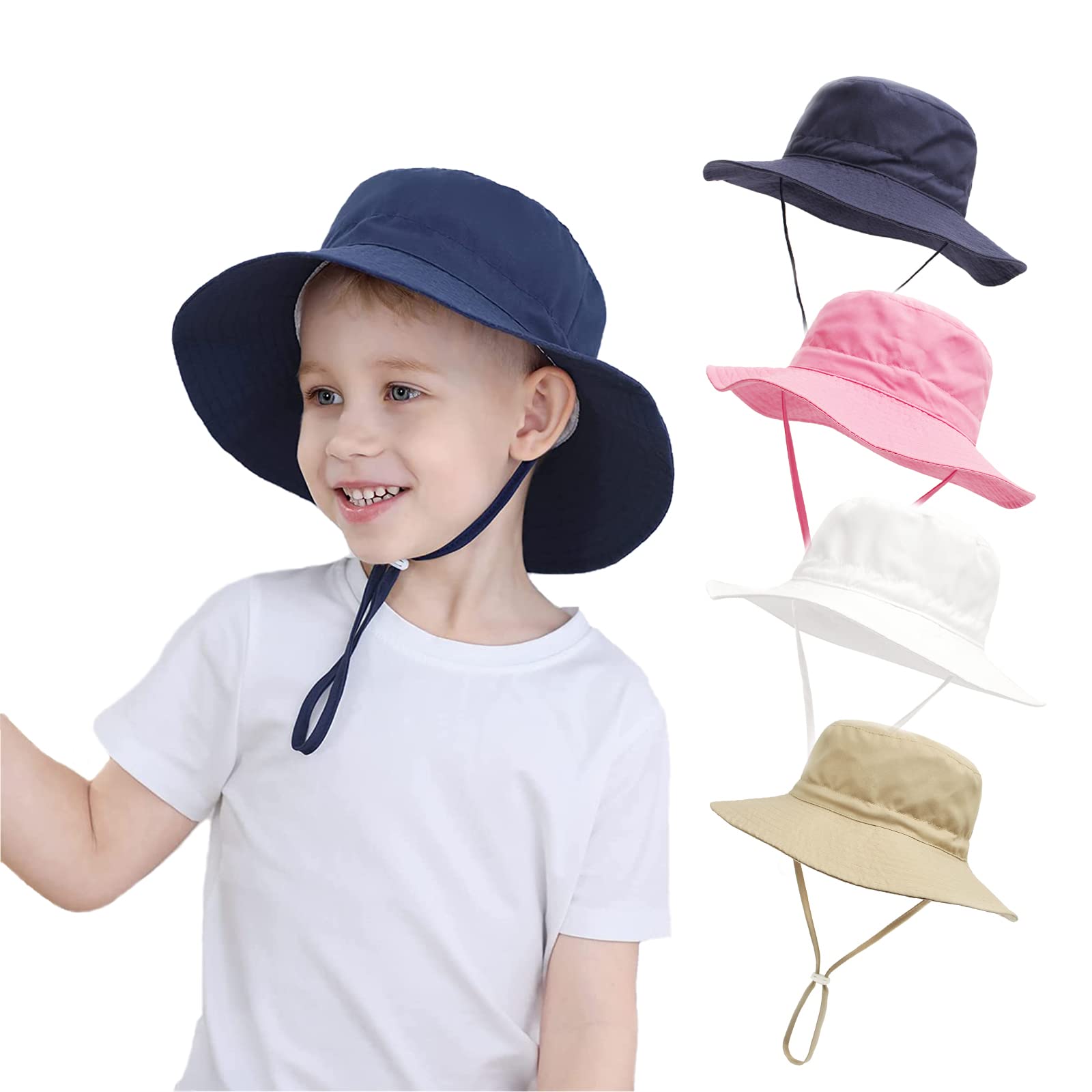 YANWANG Bebé Niños Ajustable Bucket Sun Hat, UPF 50+ Protección Solar Gorra de Playa para Niños Pequeños Niñas