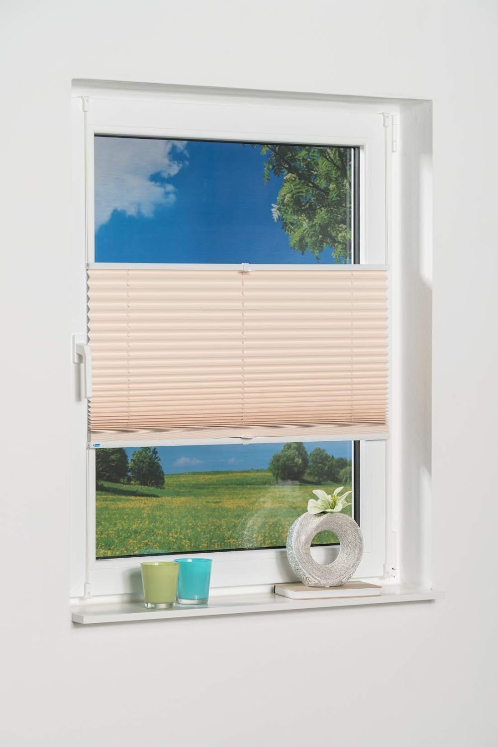 K-Home 425040 Clamp Fix Pleated Blind Palma Cream Blackout, Beige, 110 x 130 cm