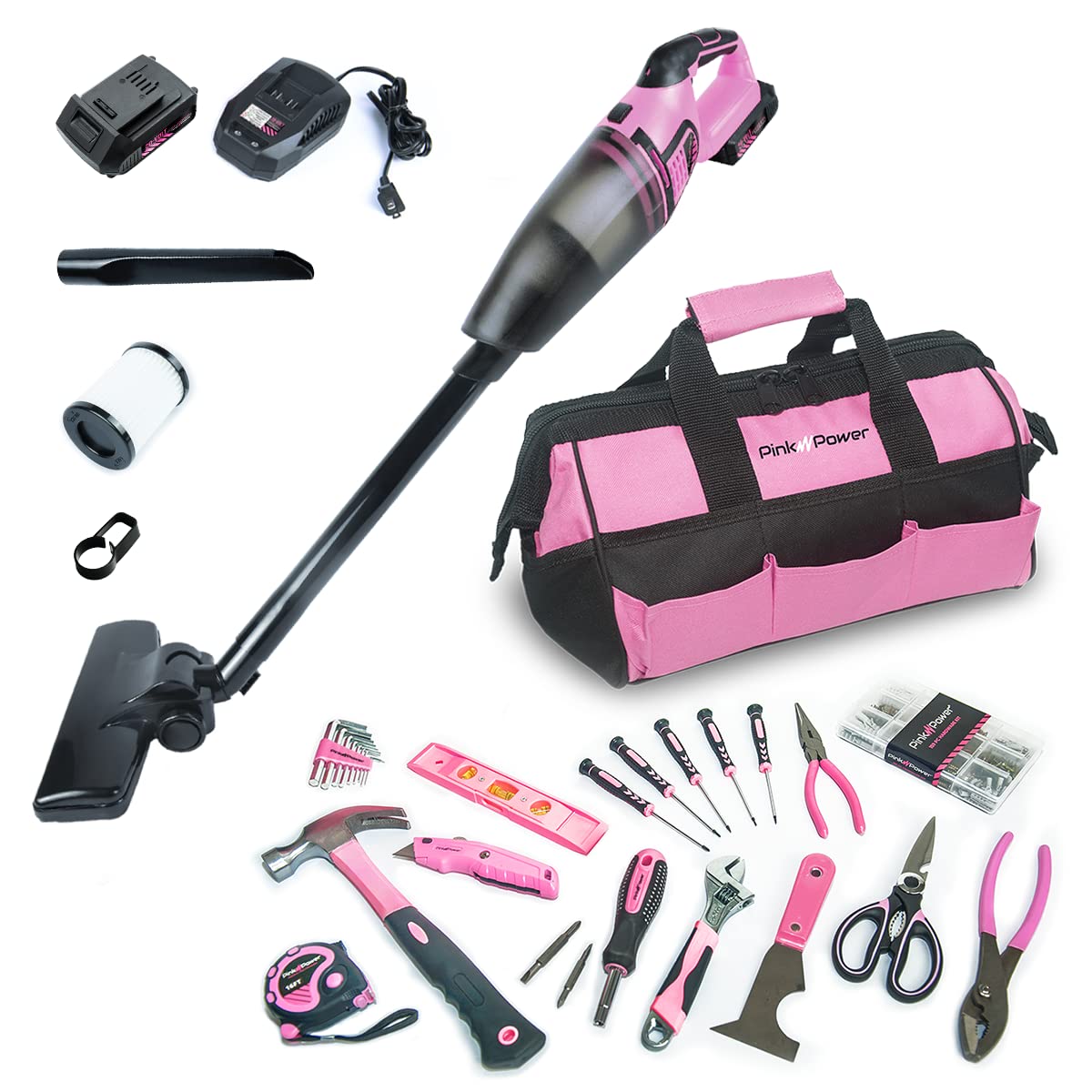 Pink Power 20V Lightweight Cordless Vacuum Cleaner for Home 