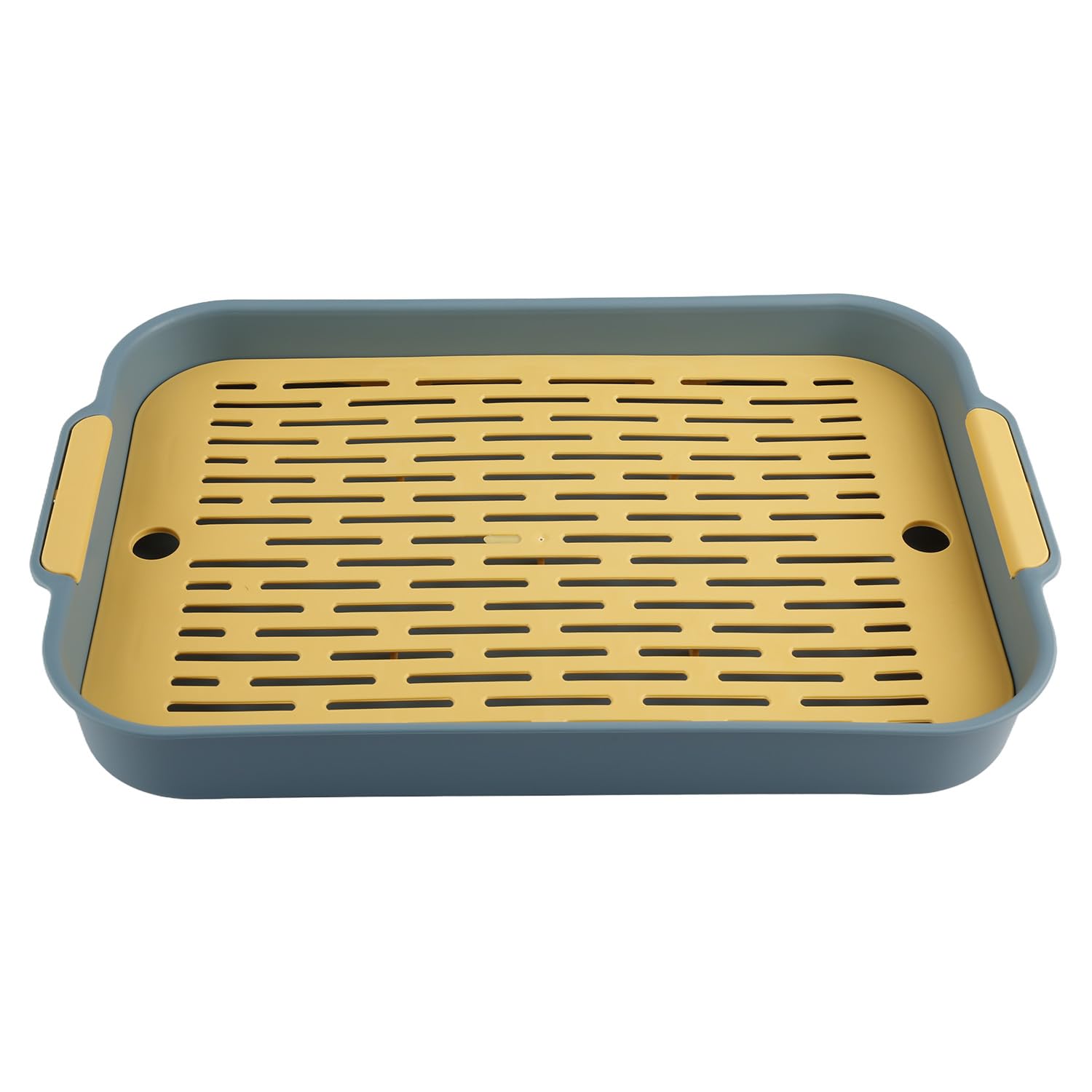 Tabanzhe Large Rabbit Litter Tray with Grid,Rectangular Bunny Litter Box 2 Tier Rabbit Cage Toilet Tray, Small Animal Litter Box Potty Trainer for Rabbits Guinea Pig Hamster Chinchilla