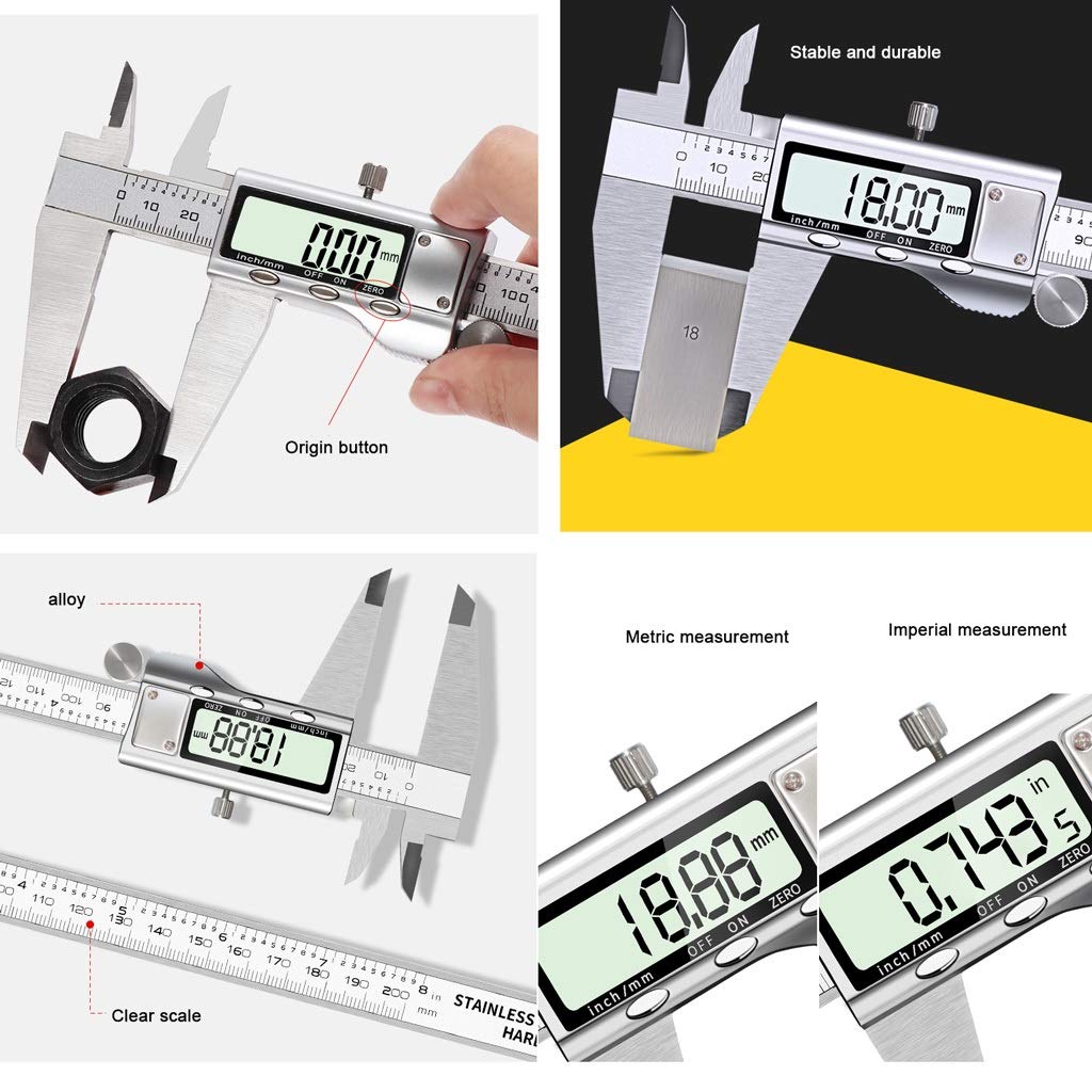Suwalizki Elektroniczny Cyfrowy Cyfrowy Zacisk Ze Stali Nierdzewnej Vernier Caliper High Precision Industrial Pomiar Narzędzia Zakres: 0-150mm