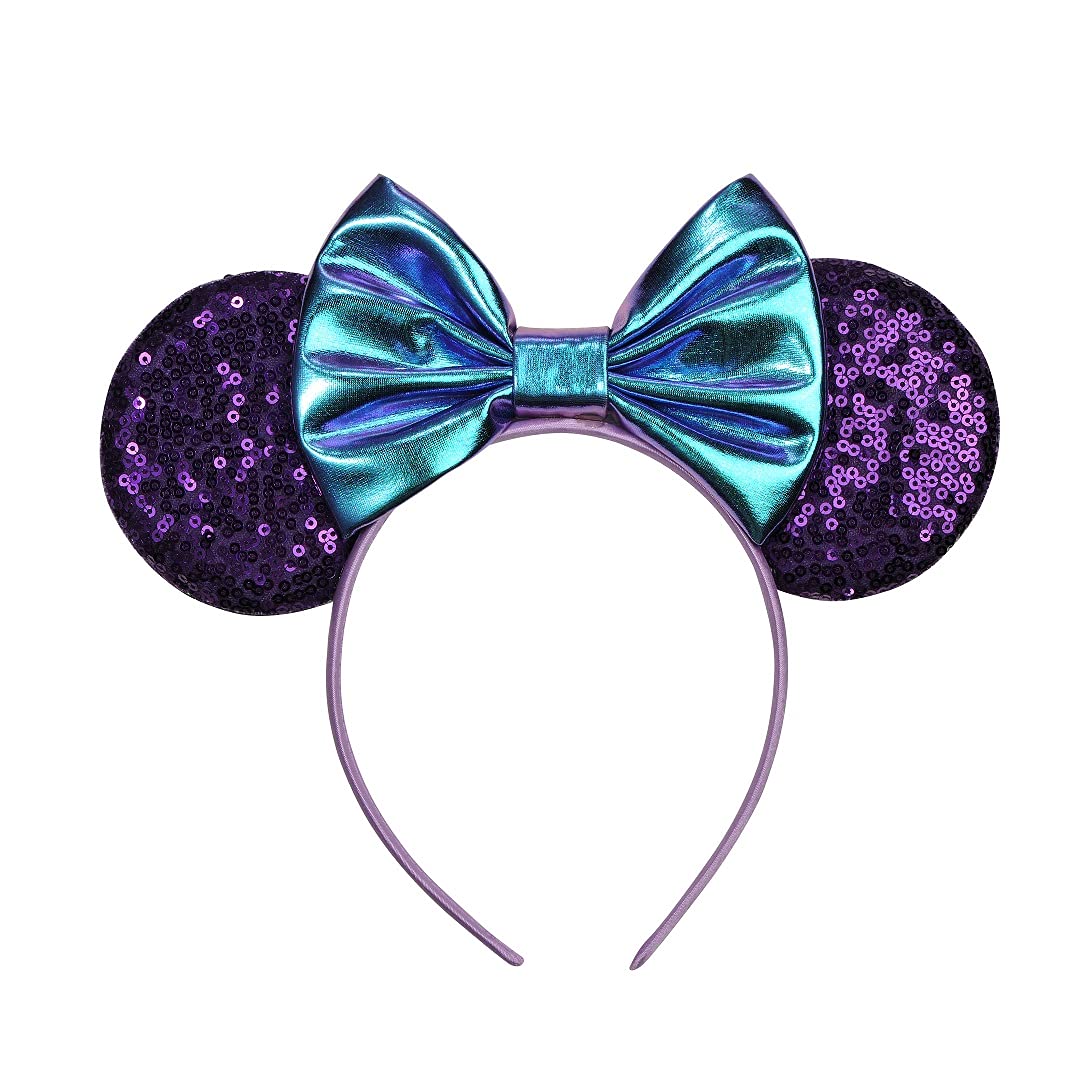 FANYITY Mouse Ears, Sequin Mouse Ears Headband for Girls Women Halloween Birthday Party (Purple)
