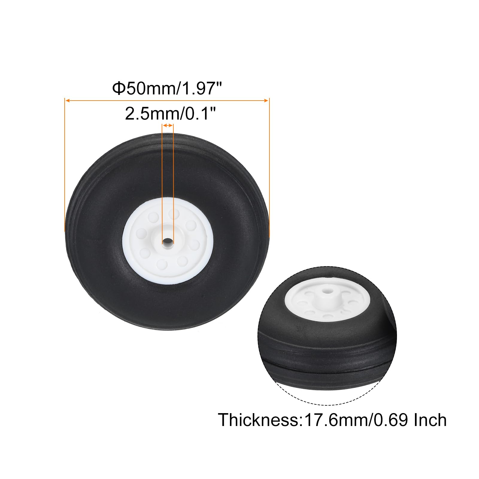 QUARKZMAN Wielen voor RC-vliegtuigen 2,76 inch Od, RC-vliegtuig, PU- schuimwielen, vliegtuig, wiel/staart, reservewiel, schuim, Rc vliegtuig voor vliegtuig, model RC DIY, 4 stuks
