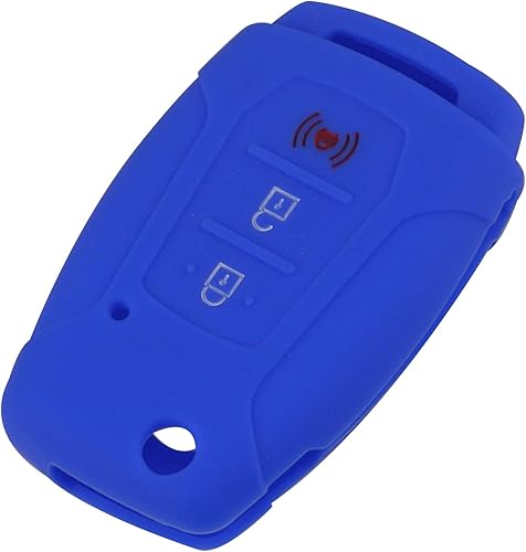 Miniatura 4 de KCFC-55649 - Funda para llave de coche, 10 piezaslote de 3 botones, funda de silicona protectora para SsangYong Rexton Korando Tivoli, (tipo rojo)