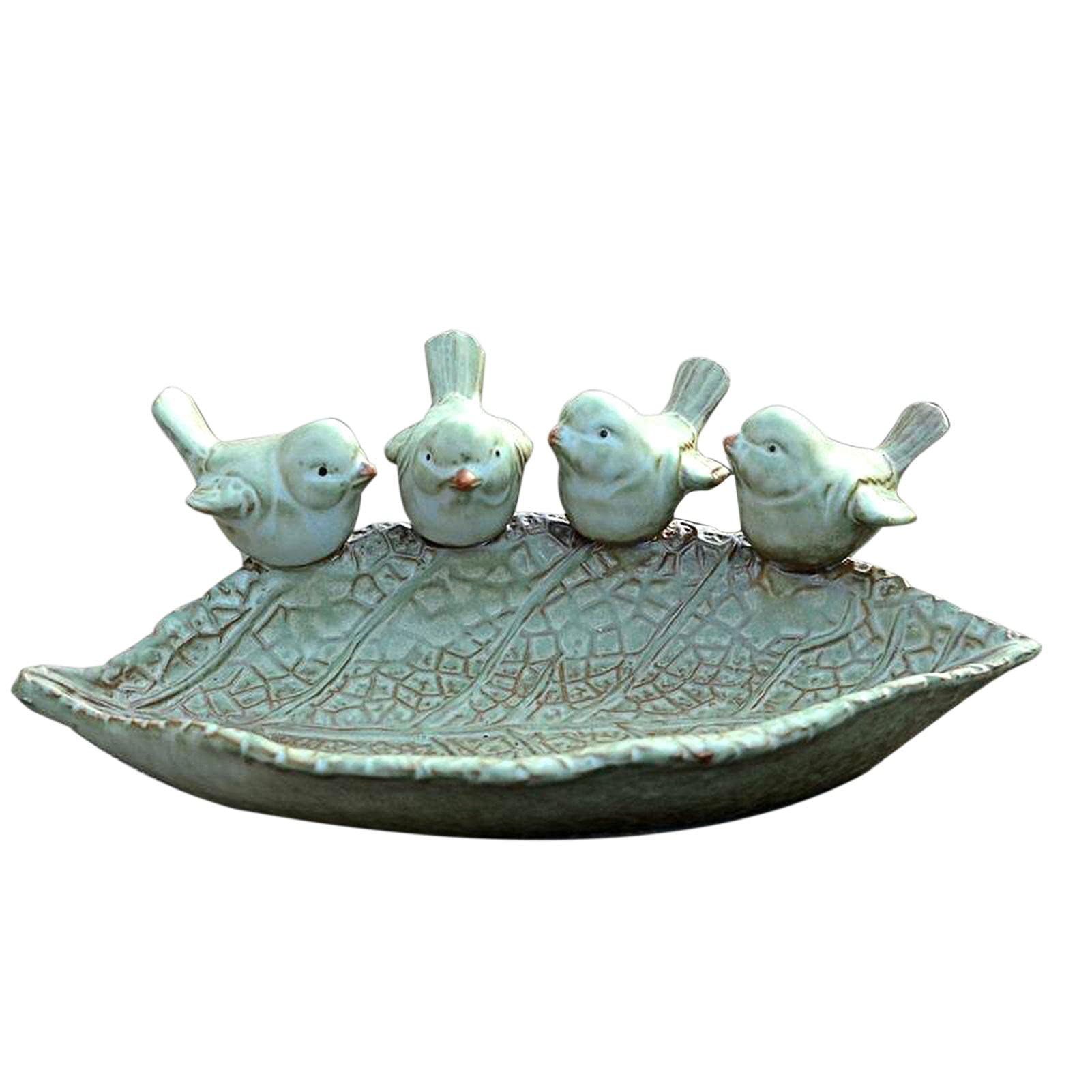 Meyeng - Bebedero para pájaros redondo con dos pájaros cerámica – Bebedero para pájaros – Bebedero para pájaros – Bebedero para jardín balcón – Accesorios para pájaros