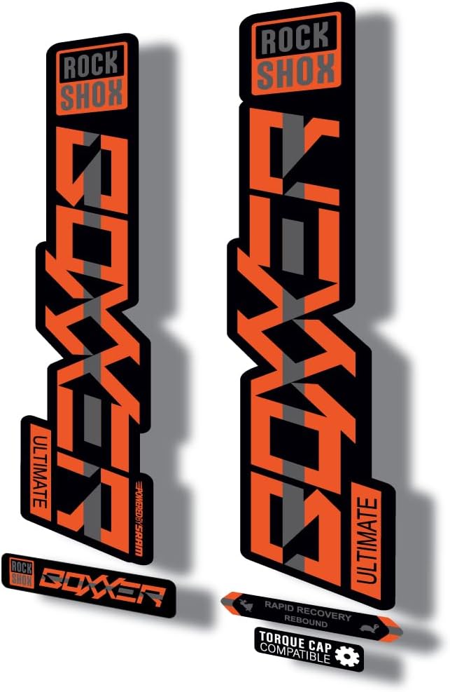Fork Replacement Decal Sticker Compatibale for Rock Shox BOXXER Ultimate 2020 Series Orange with Gray Stripe (Matte)