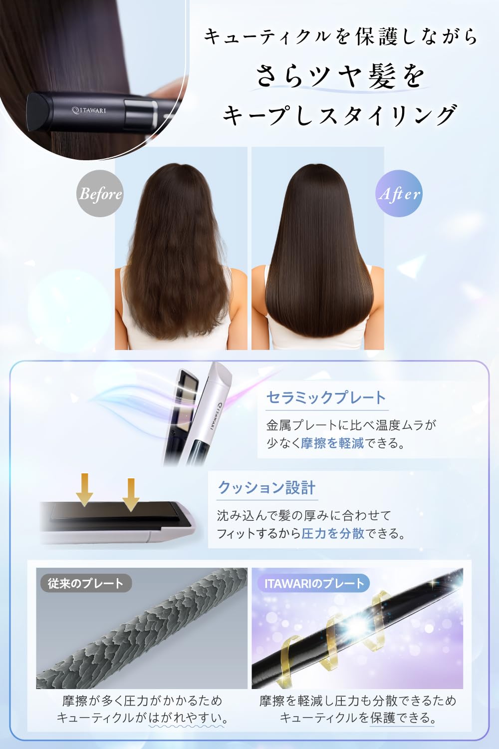 日本メーカー公式 コードレスヘアアイロン 充電式持ち運び