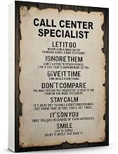 Motivational Call Center Specialist Canvas for Positivity, Vintage Rustic Style Call Center Specialist– Personalized Poster with Self-Growth Quotes, Ready to Hang
