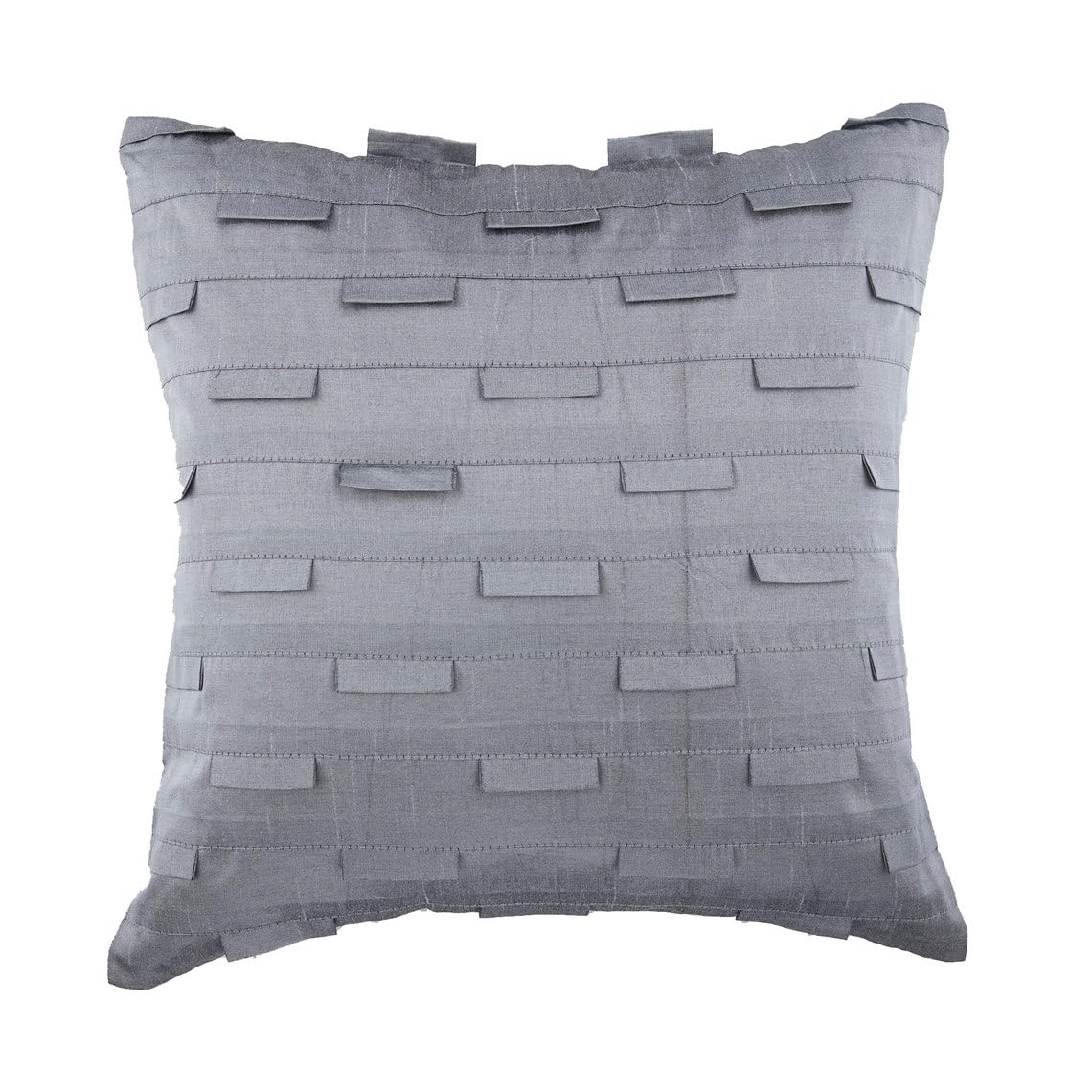 The HomeCentric Gris Plateado Fundas para Cojines, Con Textura Alforzas, Paquete de 2, 35x35 cm Cubierta De Almohadas,Seda Almohadas Fundas Para El Sofa, Contemporaneo Fundas para Cojines-Silver Ocean