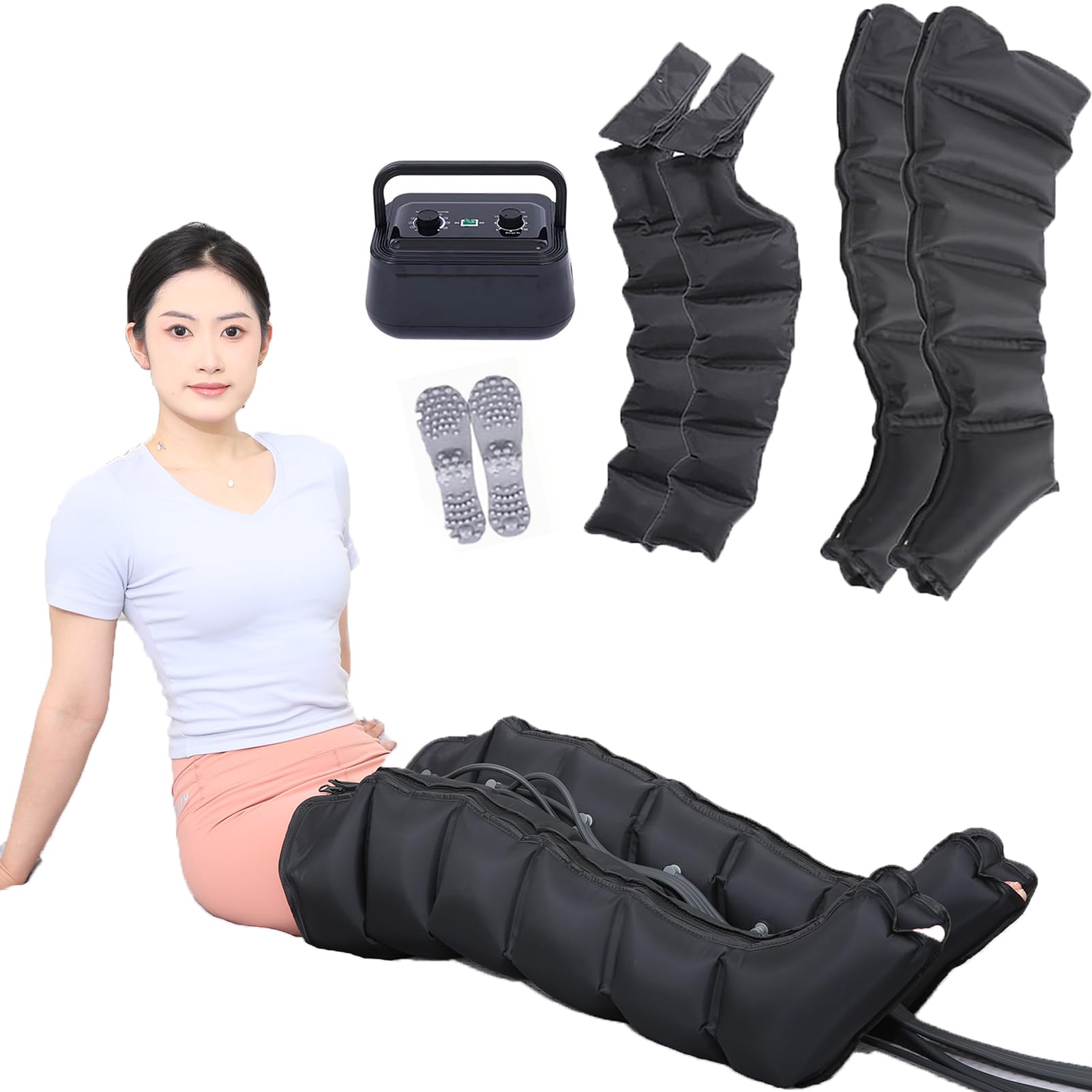 Maquina Presoterapia para Casa, Presoterapia Piernas Y Abdomen, presoteRapia Brazos, Masajeador De Pies Y Piernas Y Brazo De CompresióN De Aire 6 Cavidades, Masajeador Lipedema