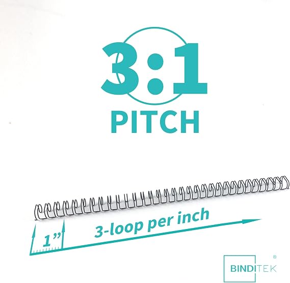 Binditek Metal Wire Binding Spine, 1/2 Inch, 3:1 Pitch, Multi Color 50 Pack