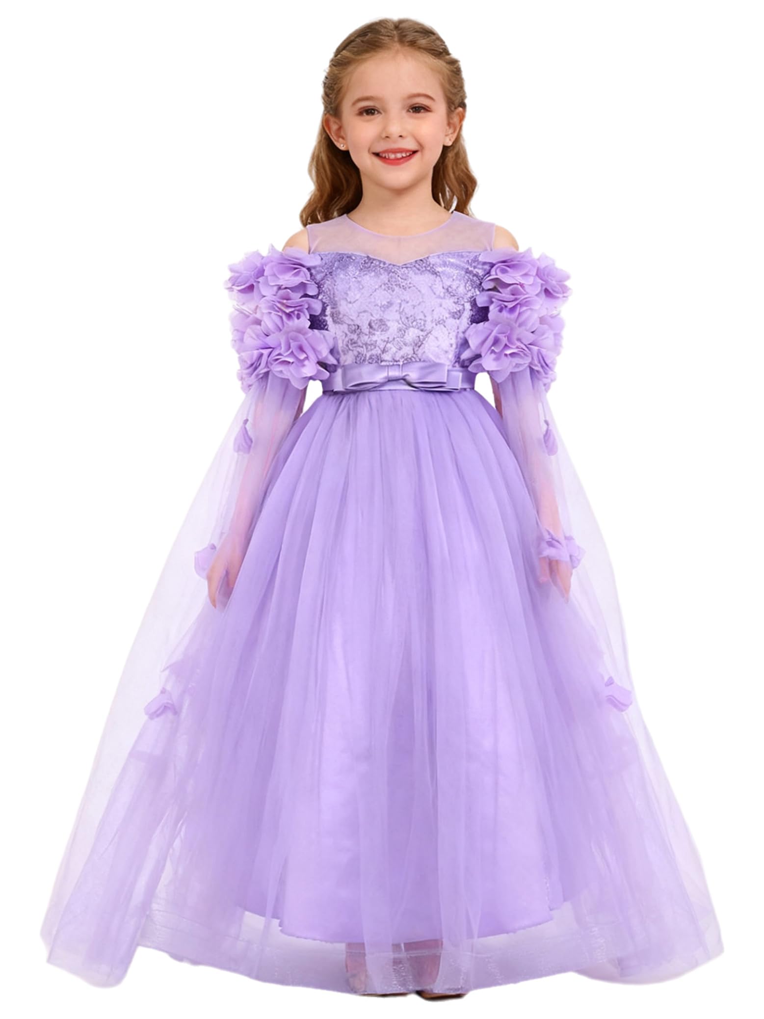 Vestido de primera comunión y noche cóctel para niñas de tul 8
