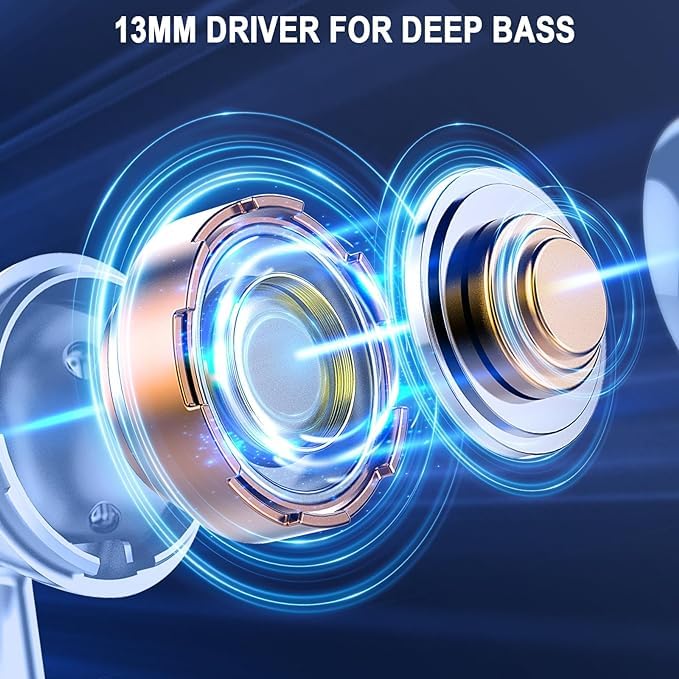 Image of Wireless Earbuds Bluetooth 5.4 , Ear Buds LED Power Display Headphones 6D Stereo, Bluetooth Earbuds in-Ear Noise Cancelling Mic, 40H Playback Mini Case IP7 Waterproof Sports Earphones for Android iOS
