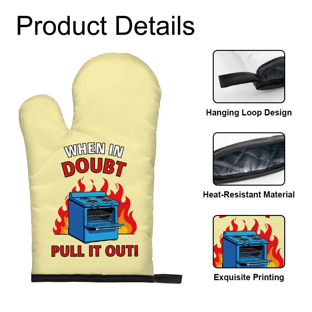 DYJYBMY When in Doubt Pull It Out Divertido juego de guantes de horno y soporte para ollas para cocina, cocina, hornear, regalos de inauguración de la casa, regalos de cocina novedosos para mujeres