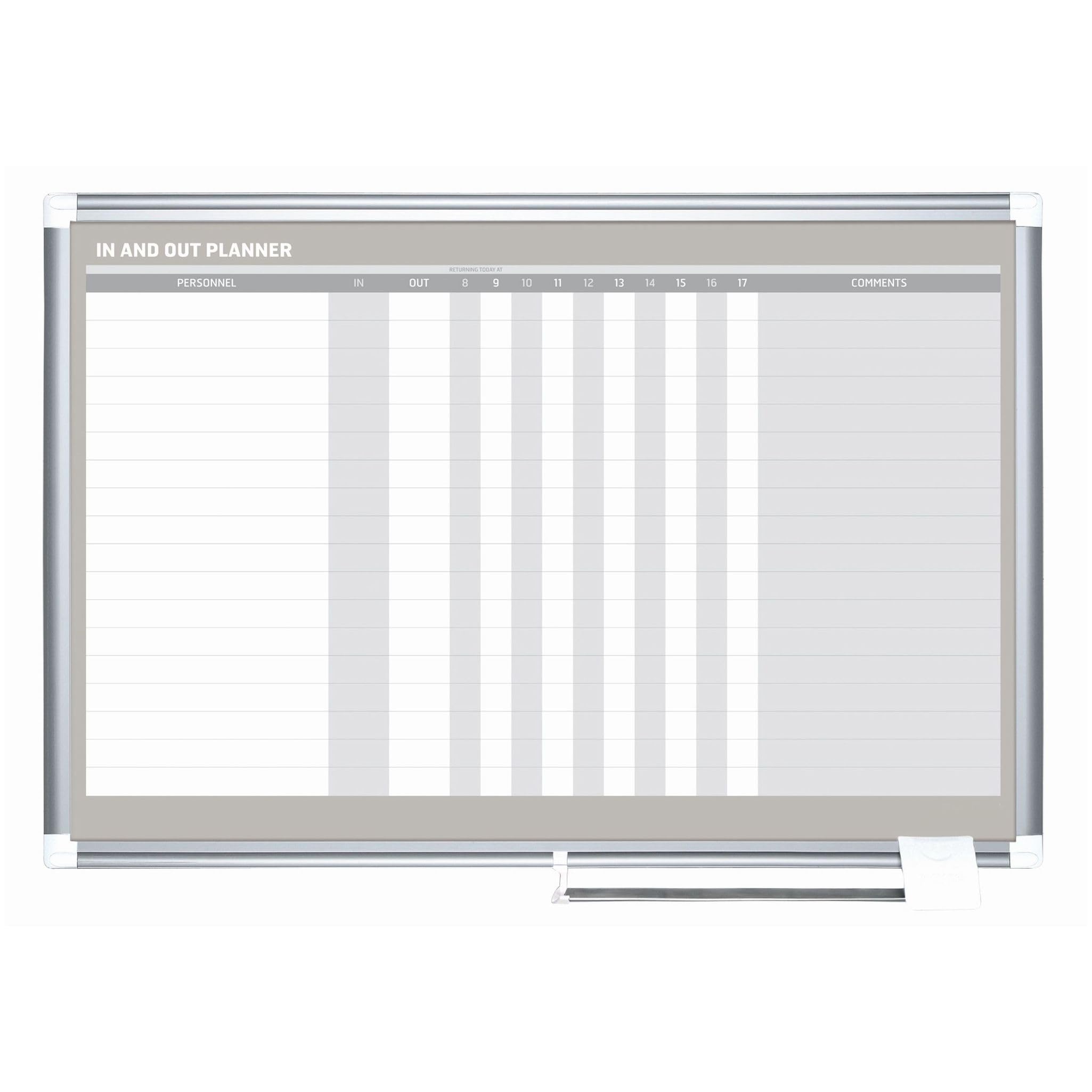 in-Out Magnetic Dry Erase Board by MasterVision – 36"W x 24"H, Aluminum, Silver, White, Model GA01110830