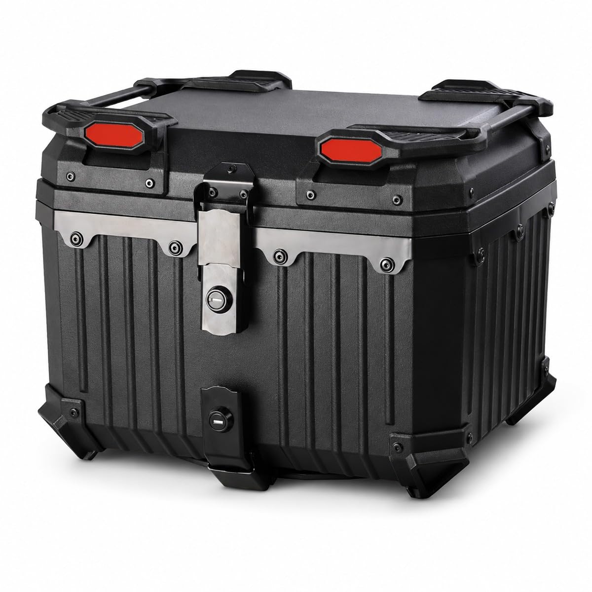 Baannaww Motorcycle Top Box 45L 40x33x33cm Black PP Rear Storage Case with Dual Lock Quick Release Base Plate Padded Inner Liner Universal Luggage Trunk for Scooter E Bike Commuting Touring
