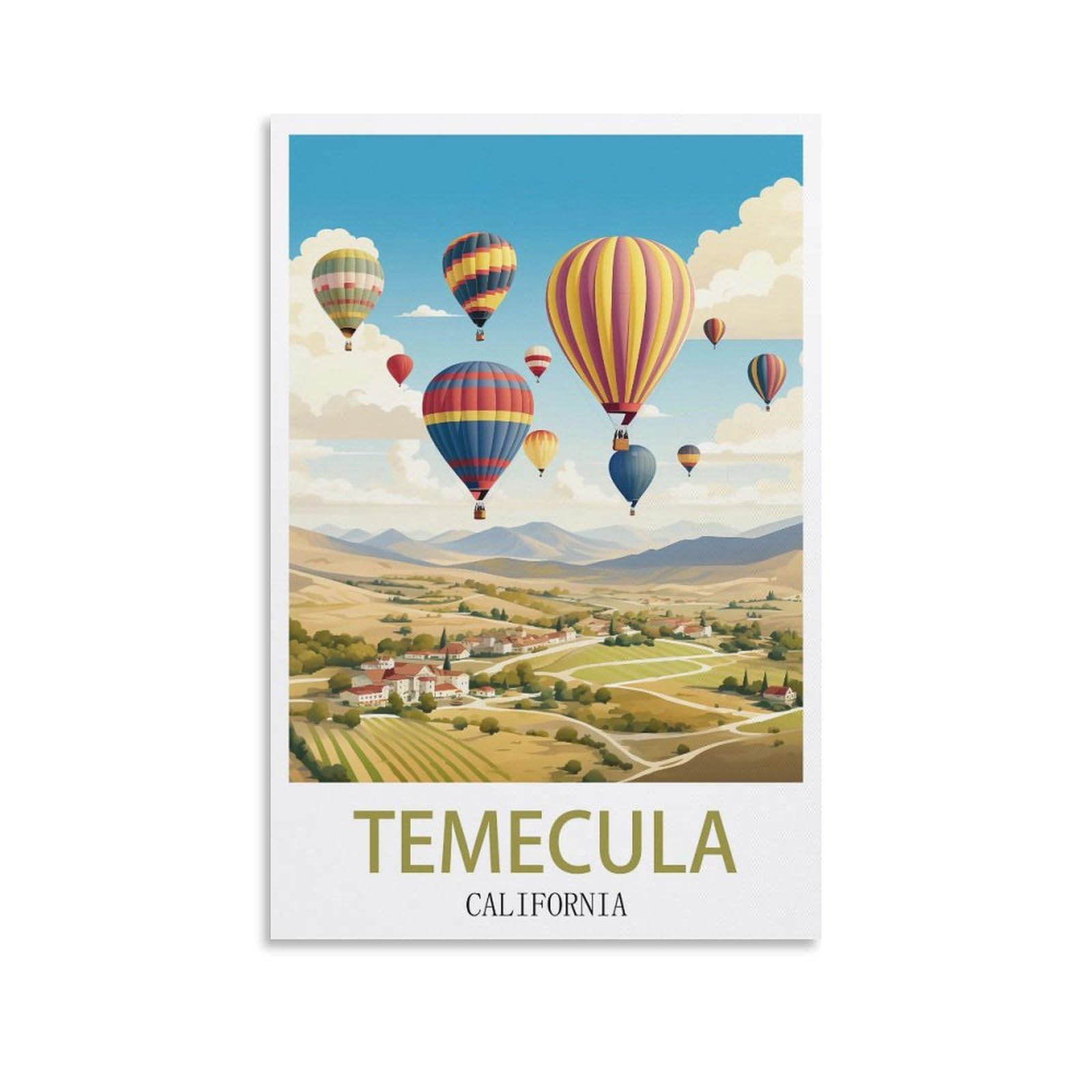 EZMLFA 5D Diamond Art Kits for Beginner,Temecula Balloon California,Diamond Picture Art for Beginner, DIY Gem Cross Stitch Creative Gift Home Wall Decor 40x50cm