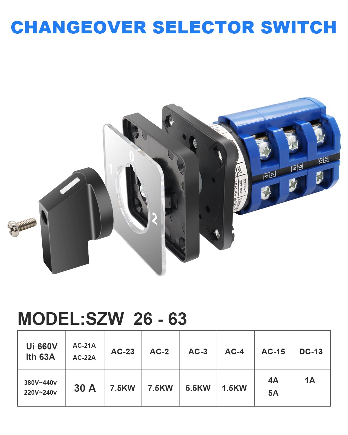 50 Amp Power Selector Rotary Switch - Shore/Off/Gen For RV, Motorhome, Truck, Or Boat