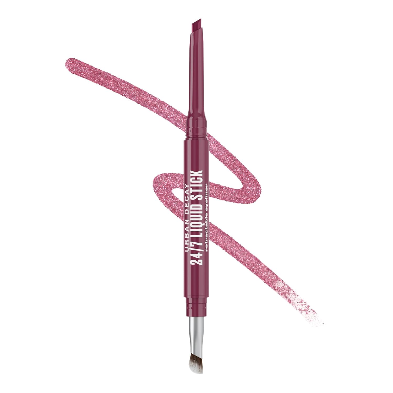 URBAN DECAY 24/7 Liquid Stick Waterproof Eyeliner – Smudge-Proof, Transfer-Proof, Up to 24HR Wear, Dual-Ended Retractable Gel Liner with Blending Eye Brush – Ruby Drip (metallic raspberry red)
