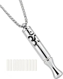 Stainless Steel Breathing Necklace with Meditation Cards, 2-in-1 Aromatherapy Necklace for Calm, Stress Support, Focus, and Urge Management for Women Men