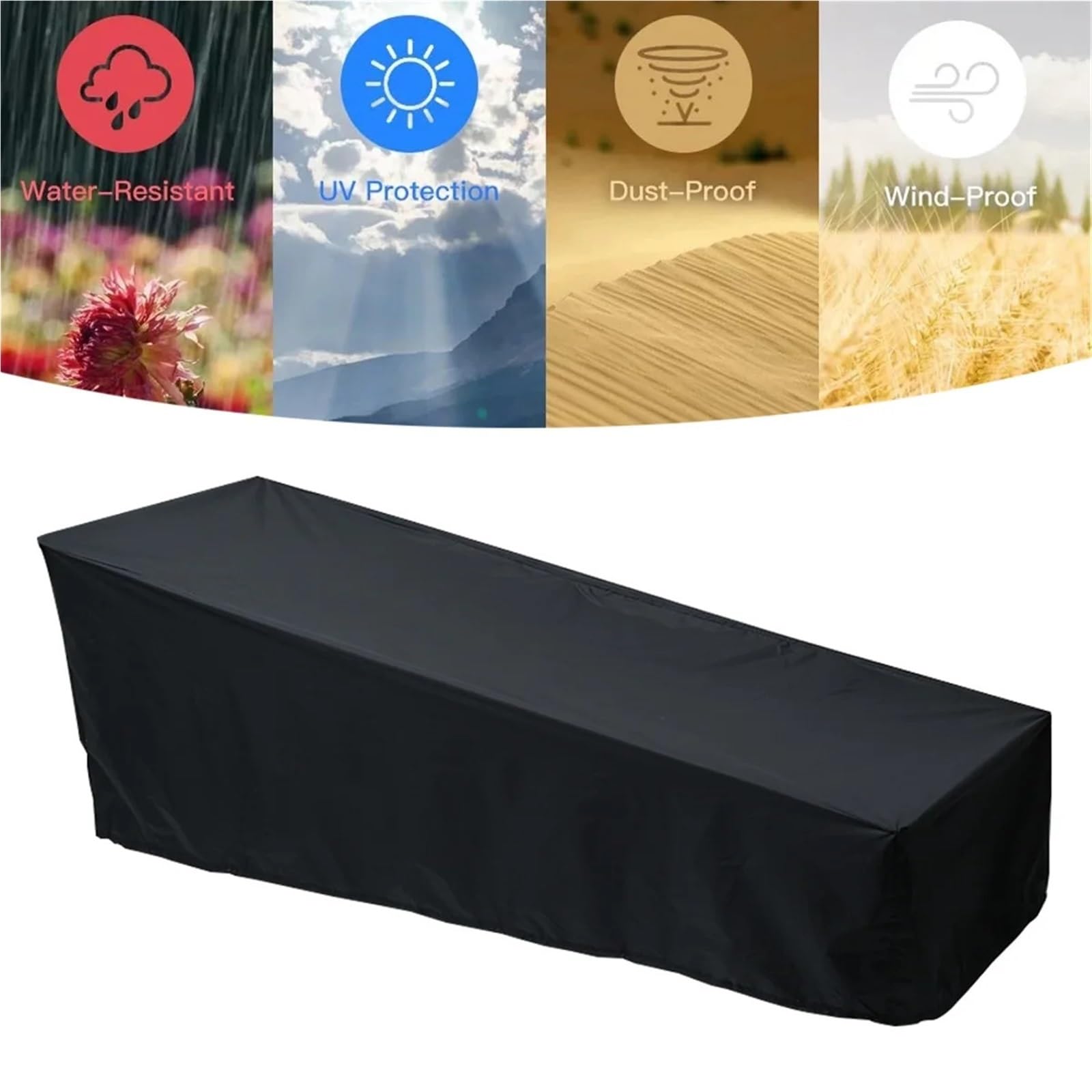 Copertura for lettino da giardino, 2 pezzi, impermeabile, resistente, for mobili , for prendisole, antivento Per Lettino Solare(208x76x79cm)