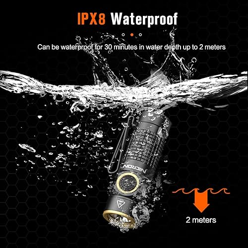 Miniatura 5 de NICRON Linterna EDC de 1200 lúmenes con imán, luz de bolsillo recargable tipo C, luz de mano compacta de alto lúmenes, mini linterna C1, 7 modos