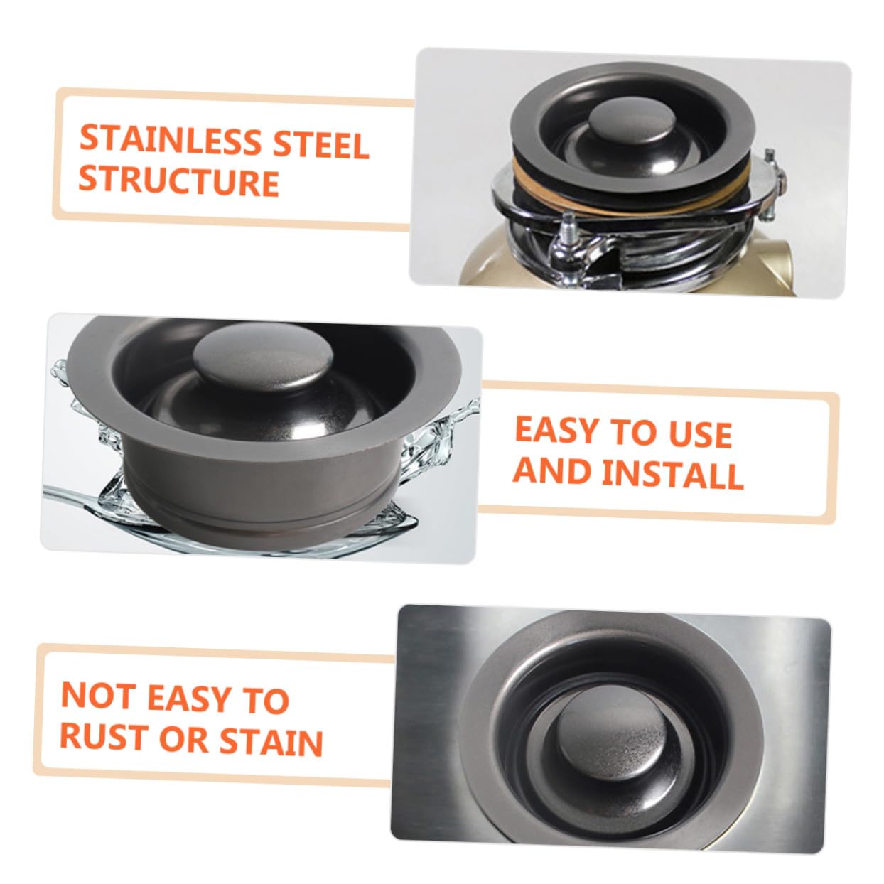 4 Piezas Brida y Tapón de Acero Inoxidable para Triturador de Basura de Fregadero de Cocina Resistente la Corrosión Instalación Sencilla y Decoración Funcional para Desagüe de