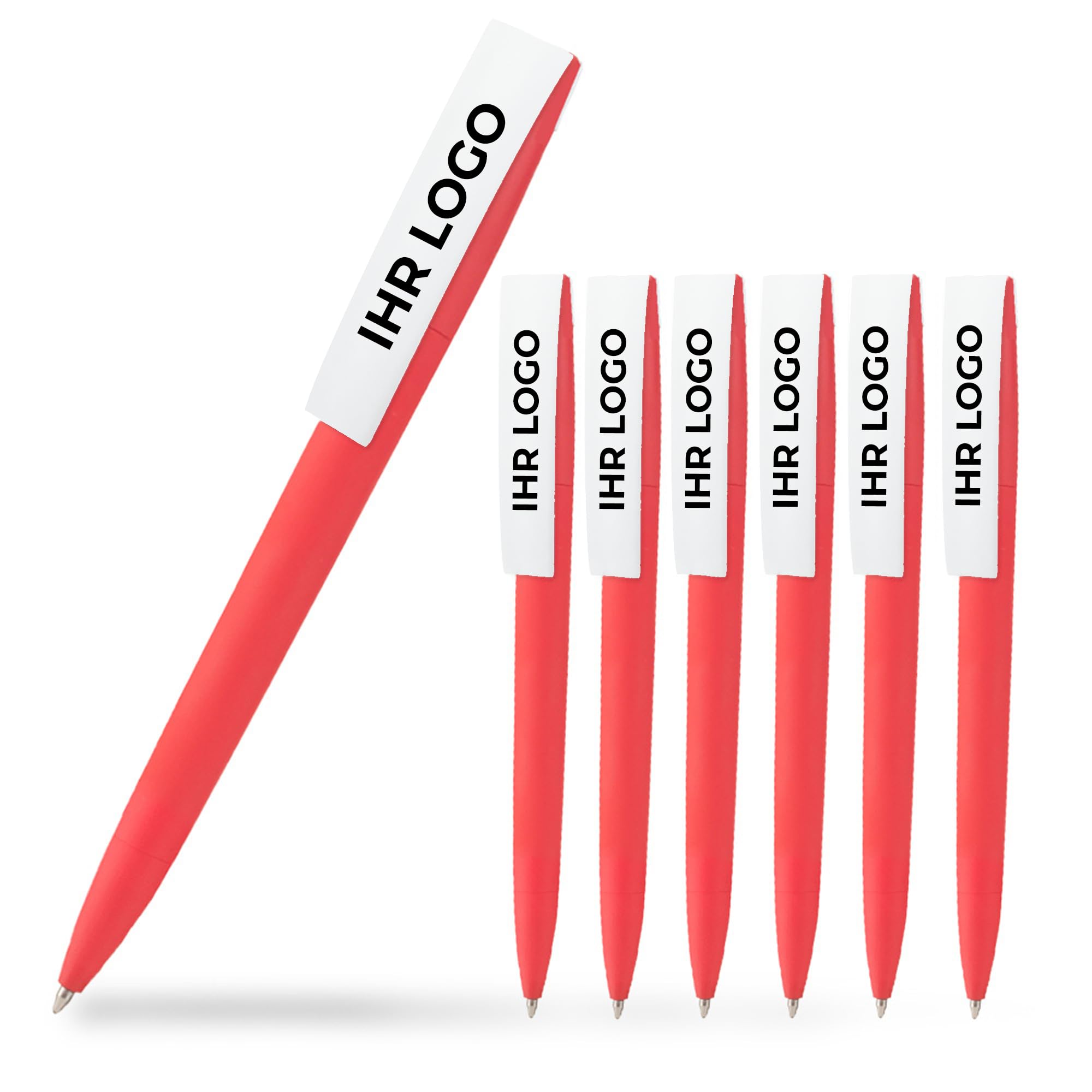 Cimpress Personalised Ballpoint Pens, Custom Printed with Logo or Image, Black Ink, Ideal for Events, Schools, or Corporate Use, Available in Sets of 25, 50, or 100 (100 Pack, Red)