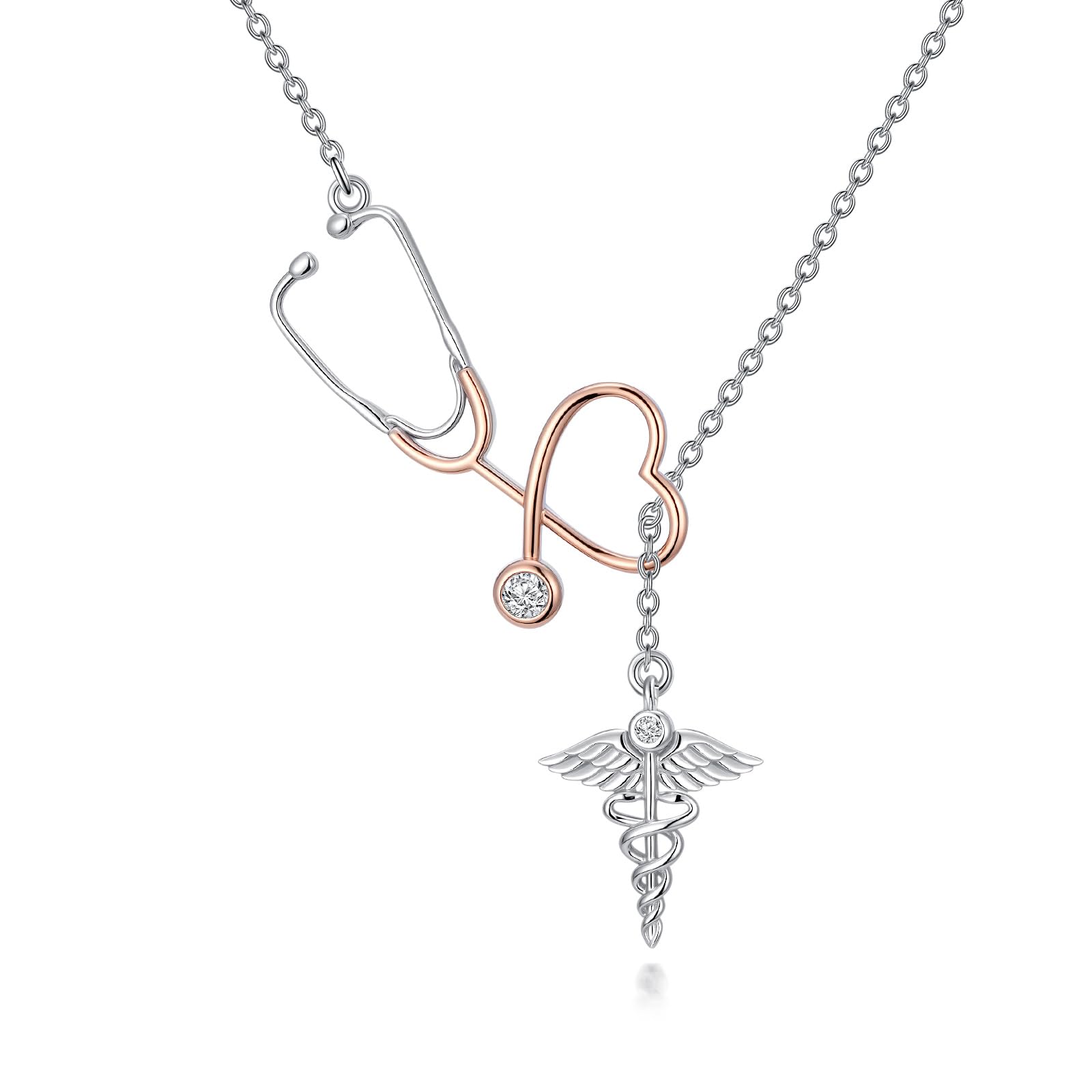 Stetoscopio Collana con Girasole Birthstone Collana per Donna Argento 925 Laurea Dottore Infermiera Gioielli Regalo per Infermiere