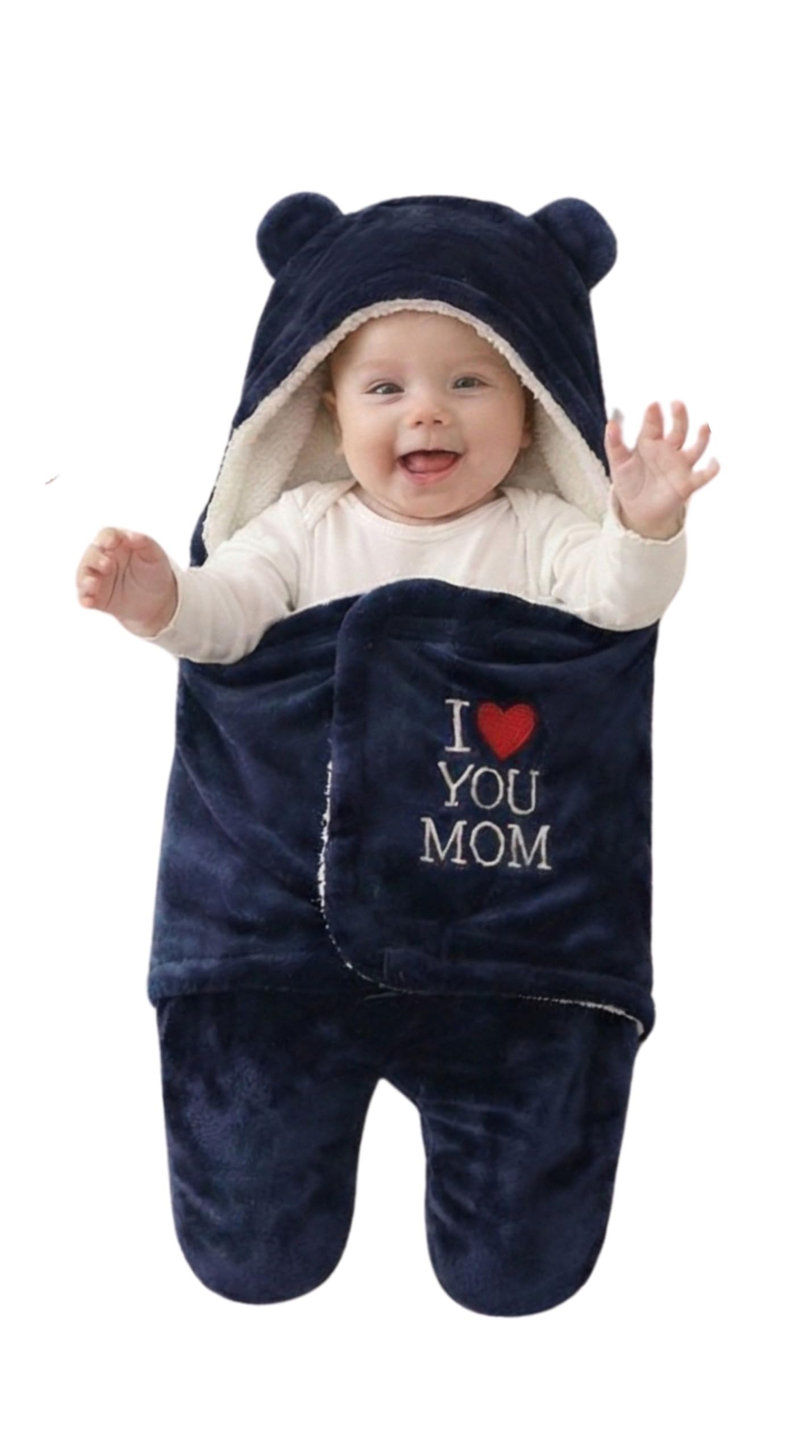 BABYZONE Soft Hooded Baby Blankets AC Blanket Baby Wrapper for Baby Boys and Baby Girls All Season Baby Blankets for 0-6 Month Babies.(Navy)