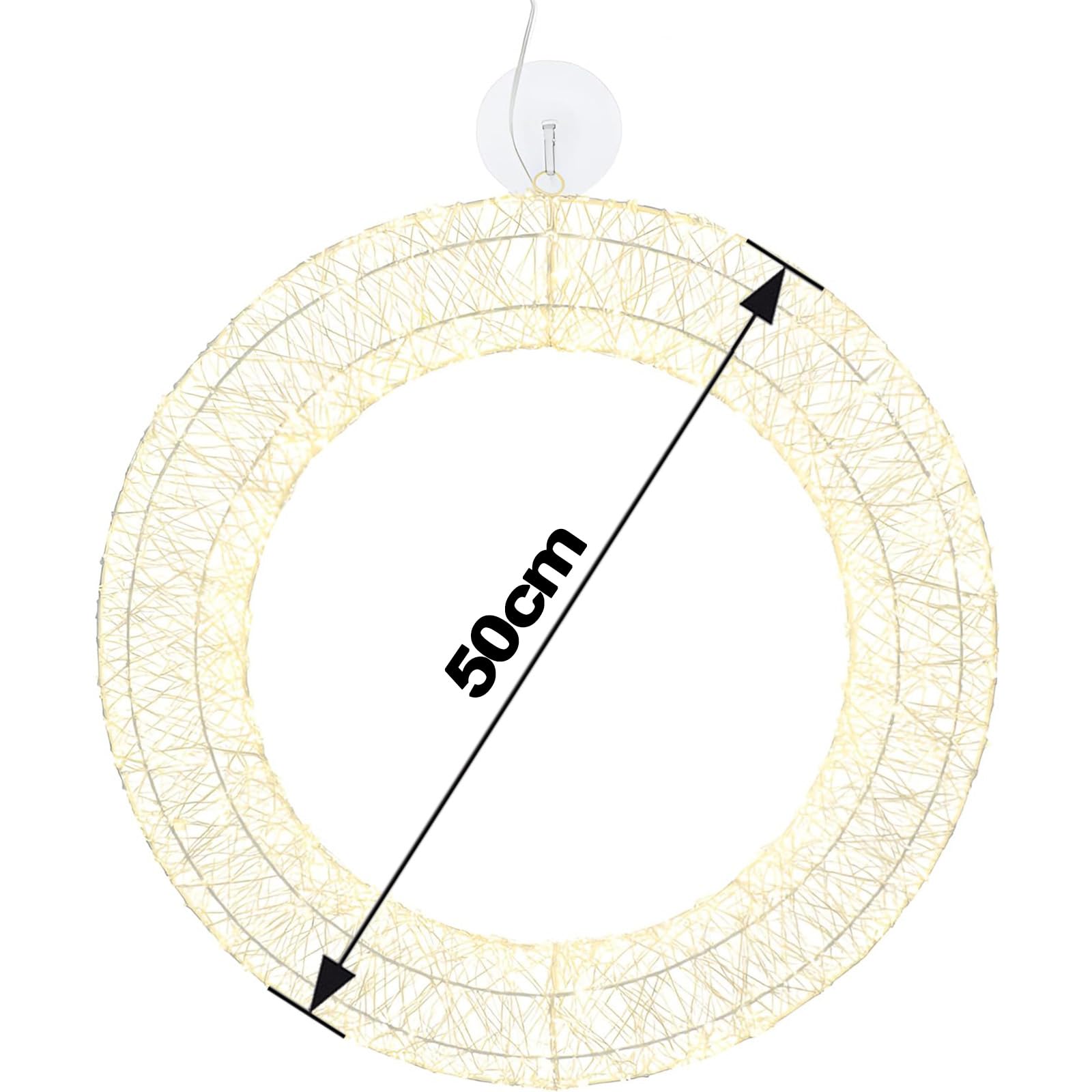 LED Lichterkranz 50 cm 1440 LEDs Warmweiß Timer Weihnachtskranz Leuchtkranz | BURI LED-Drahtkranz IP44 für Tür, Fenster und Außenbereich mit Timer als stimmungsvolle Weihnachtsbeleuchtung außen